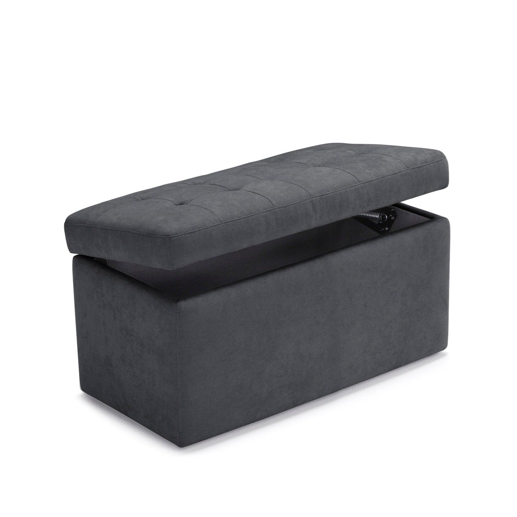Banc VALSURA rangement Made in Italy matelassé en tissu chenille gris foncé