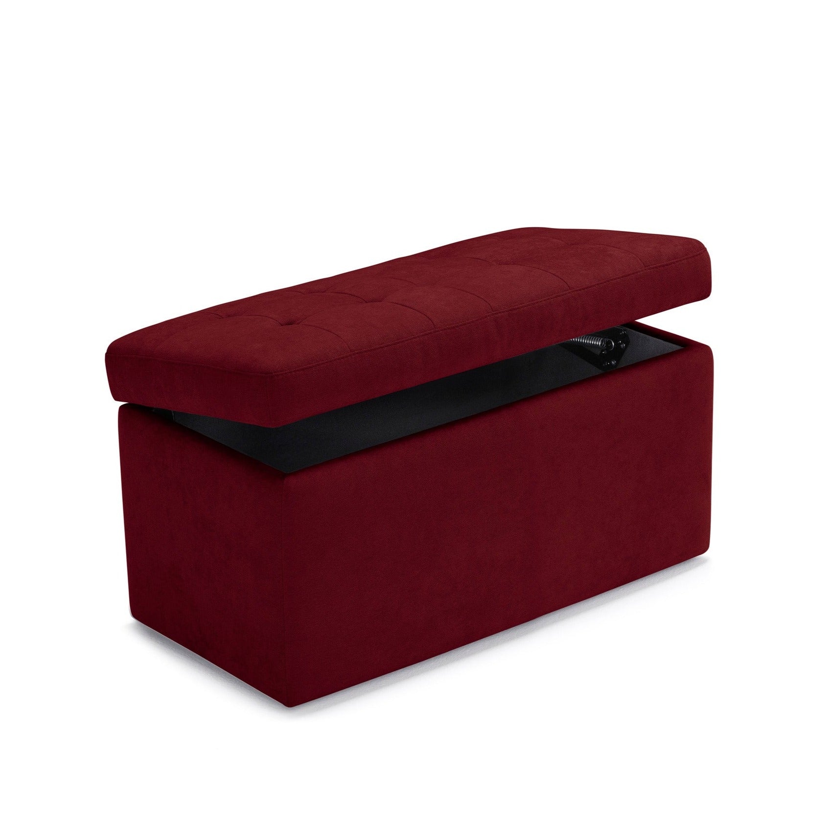 Banc VALSURA rangement Made in Italy matelassé en tissu chenille bordeaux
