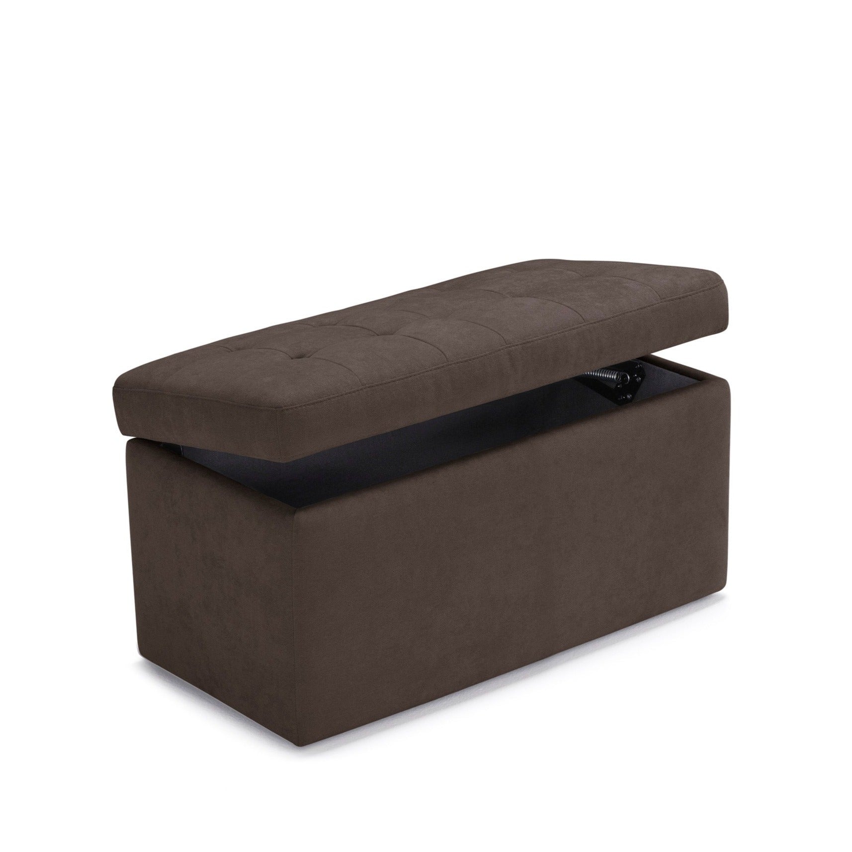 Banc rangement Made in Italy matelassé en tissu chenille marron modèle VALSURA