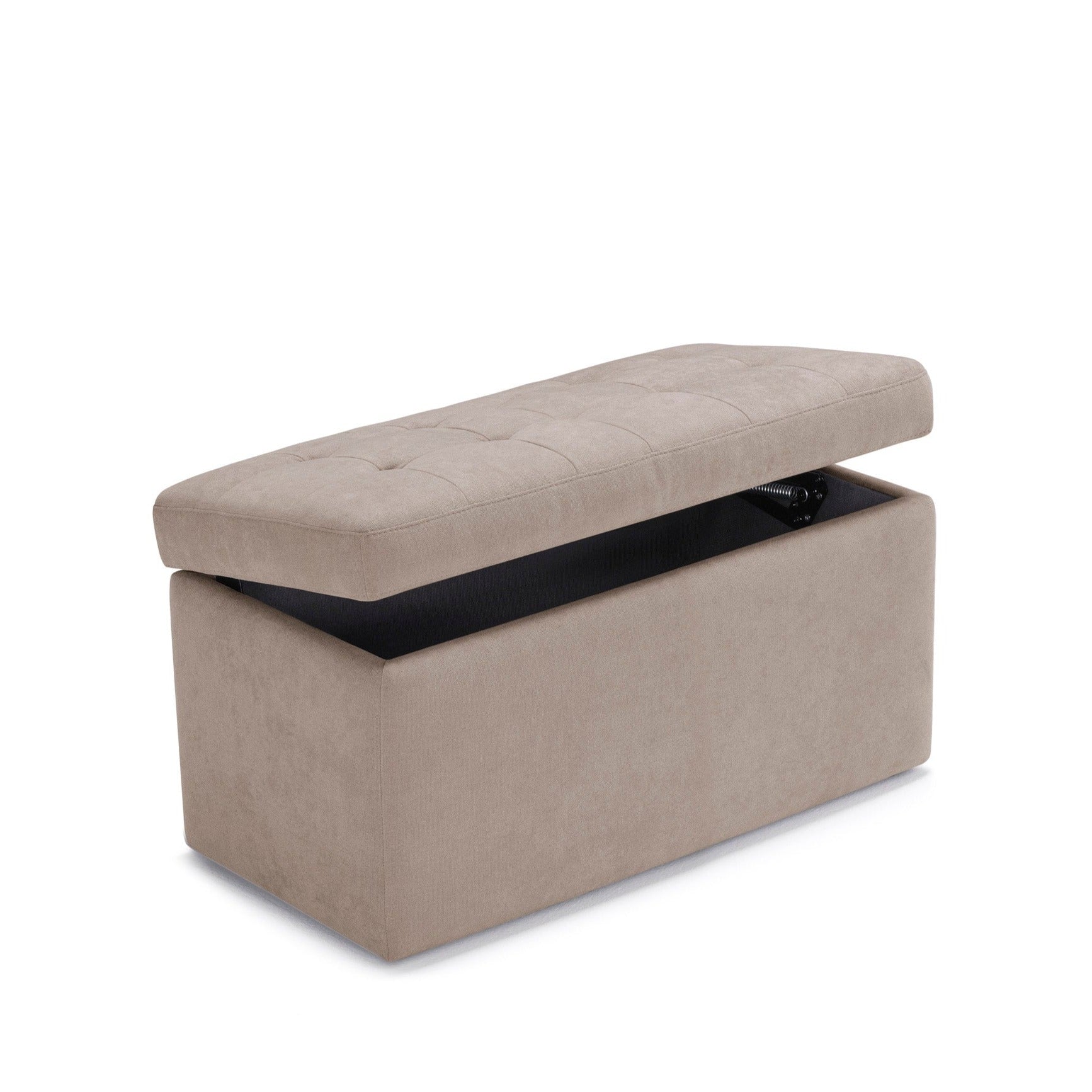 Banc rangement Made in Italy matelassé en tissu chenille camel modèle VALSURA