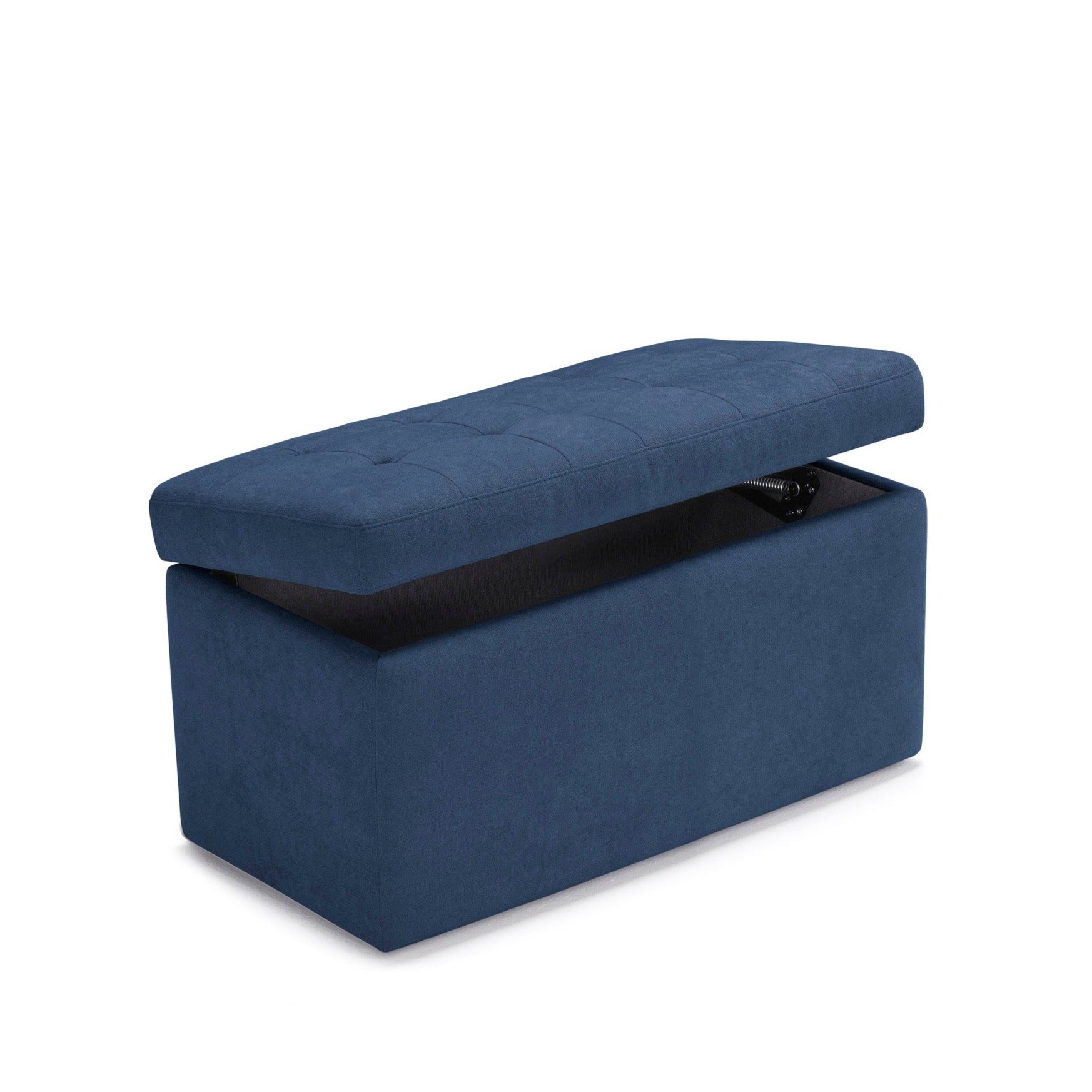 Banc VALSURA rangement Made in Italy matelassé en tissu chenille bleu