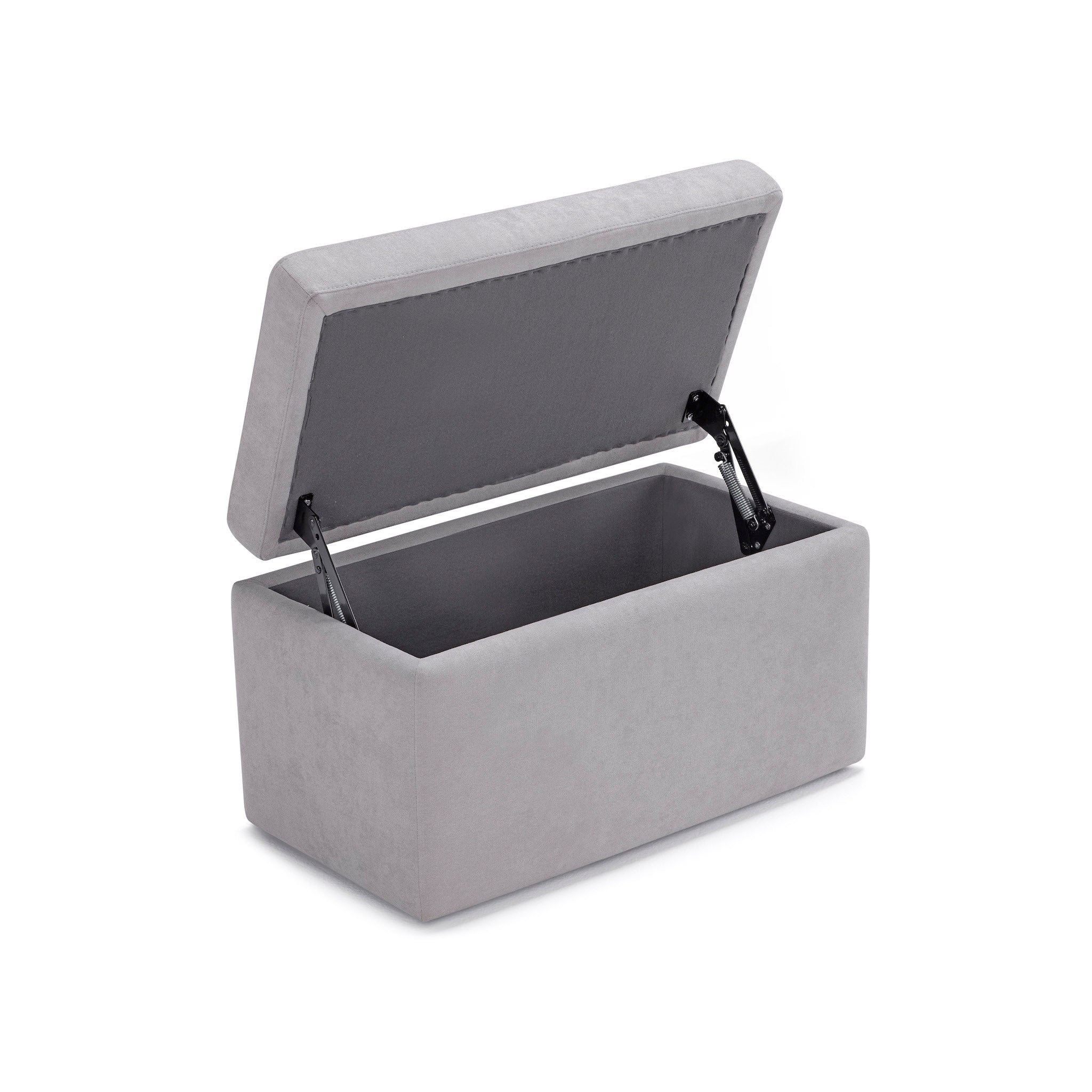 Banc VALSURA rangement Made in Italy matelassé en tissu chenille gris clair