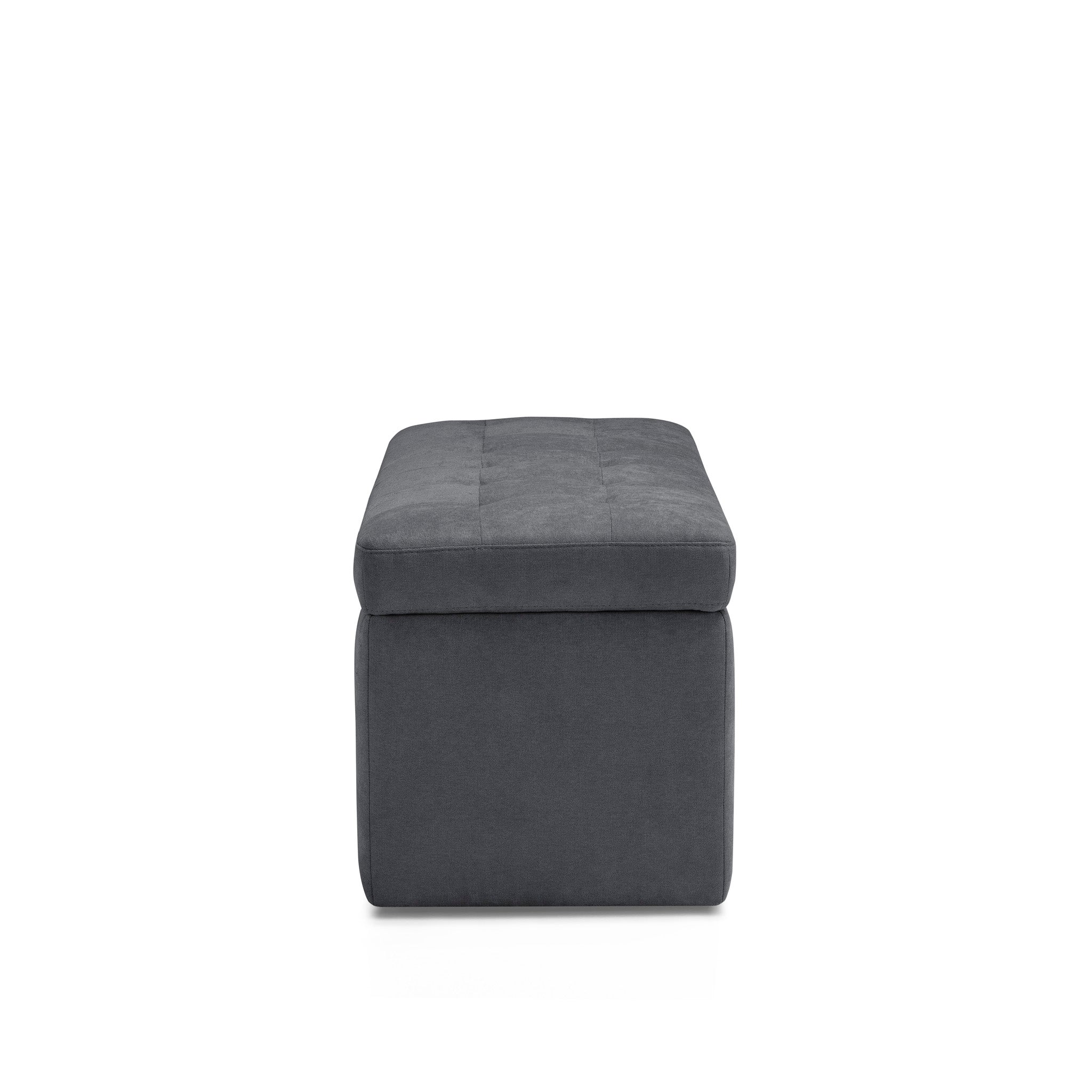 Banc VALSURA rangement Made in Italy matelassé en tissu chenille gris foncé