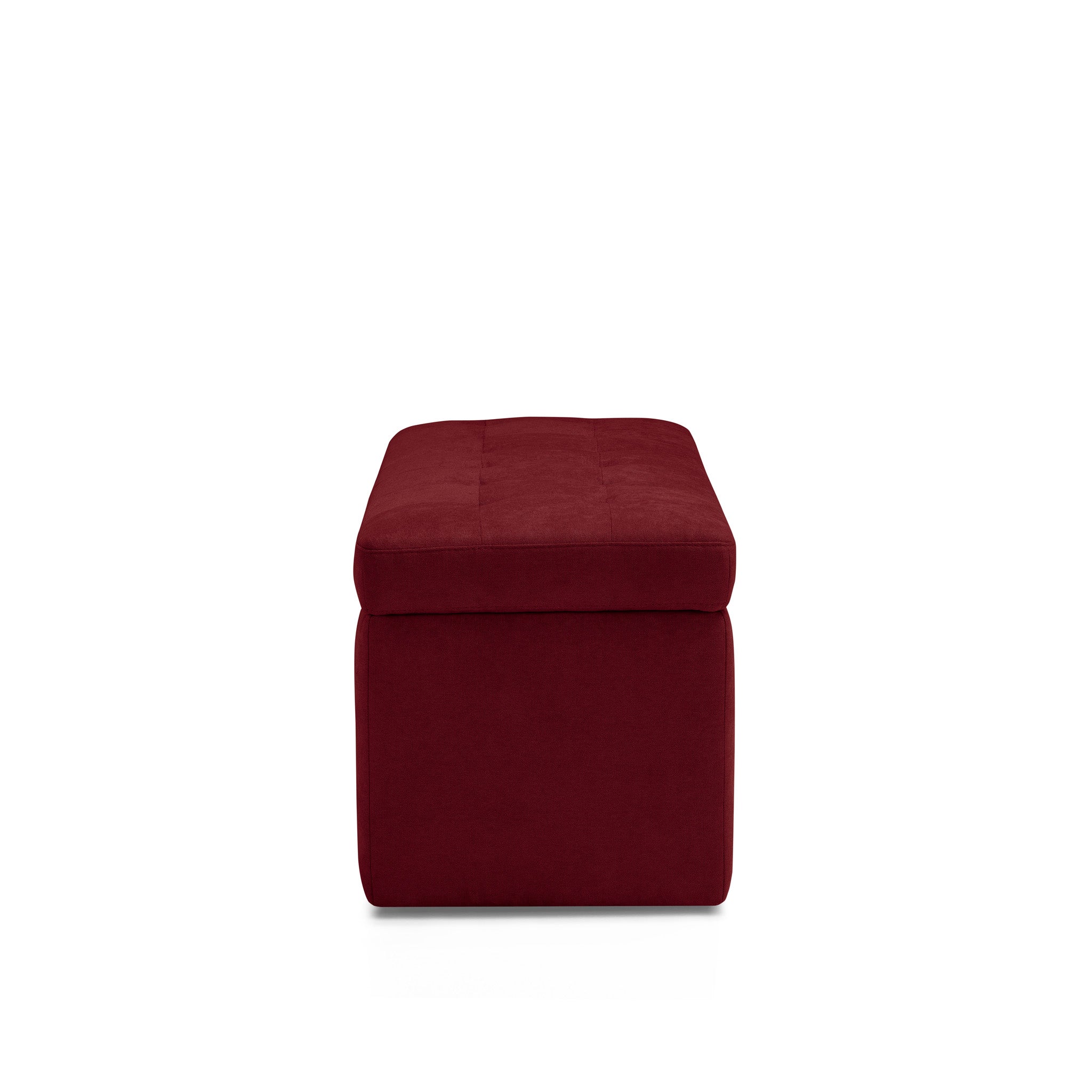 Banc VALSURA rangement Made in Italy matelassé en tissu chenille bordeaux