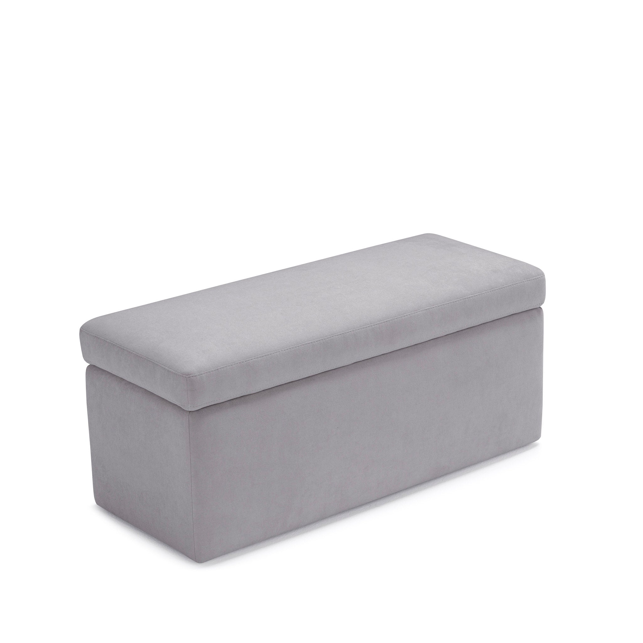 Banc VIANA rangement Made in Italy en tissu chenille gris clair