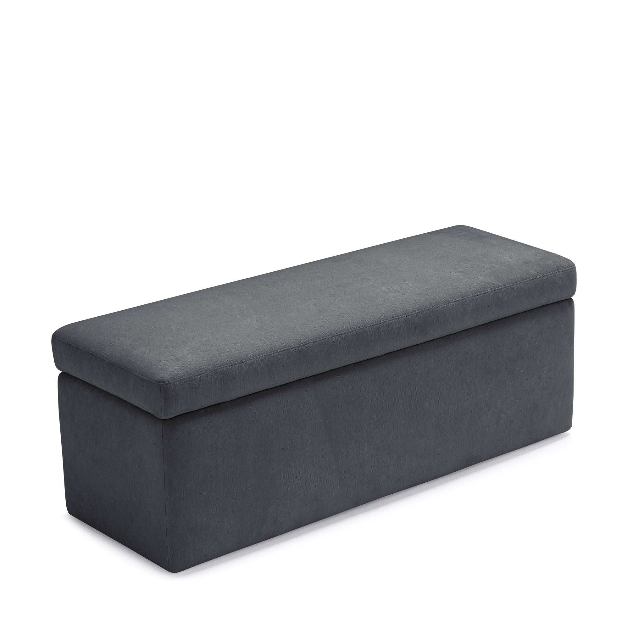 Banc VIANA rangement Made in Italy en tissu chenille gris foncé