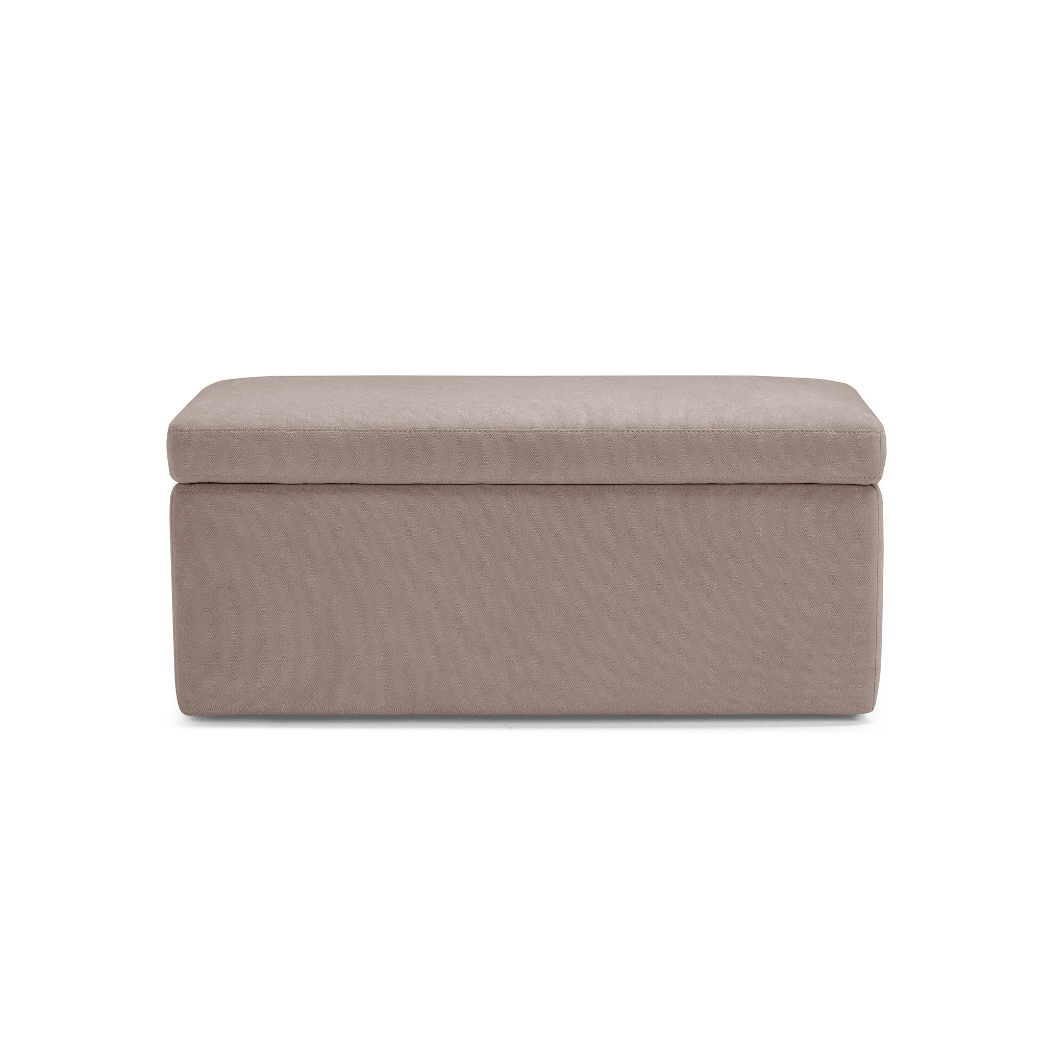 Banc rangement Made in Italy en tissu chenille camel - VIANA