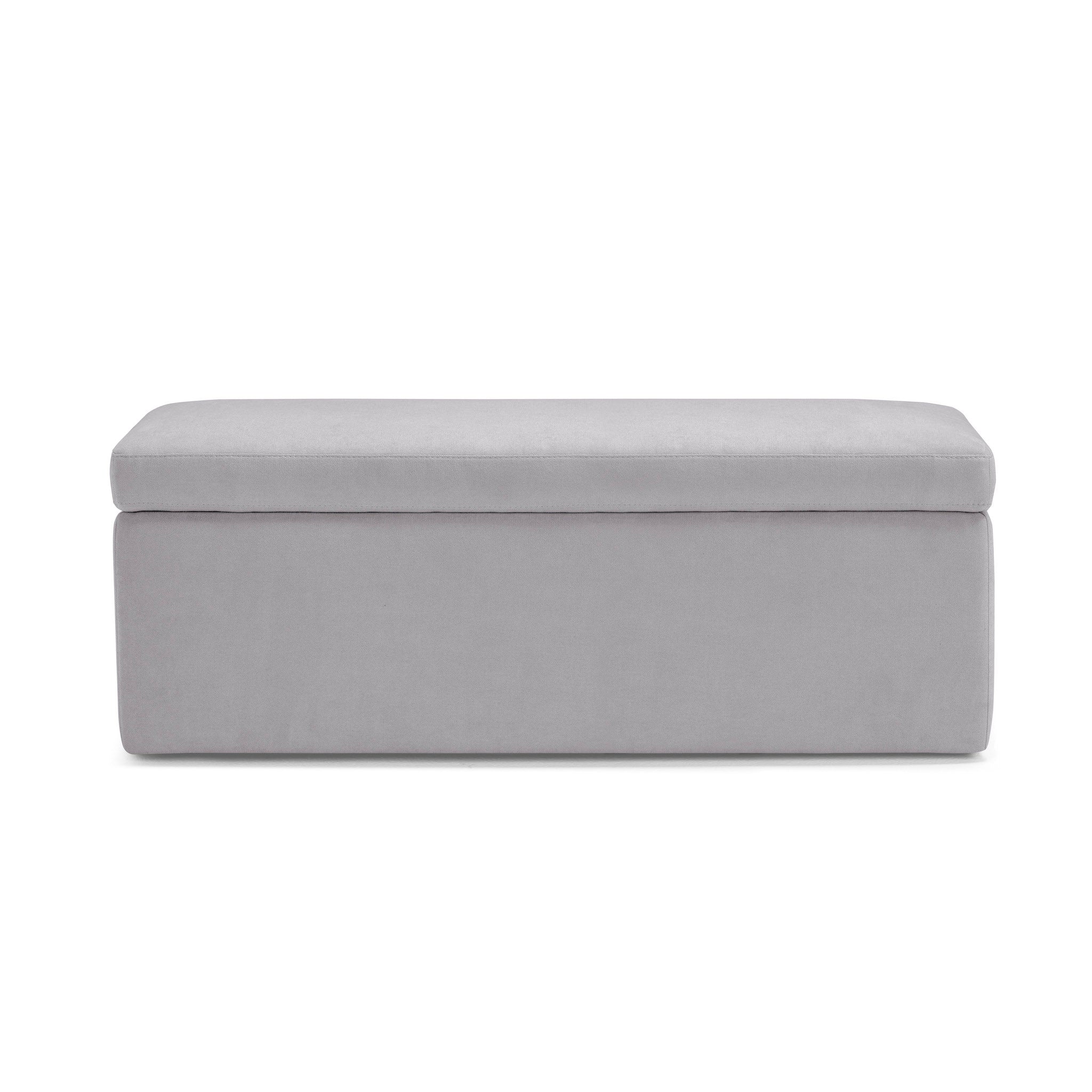 Banc VIANA rangement Made in Italy en tissu chenille gris clair