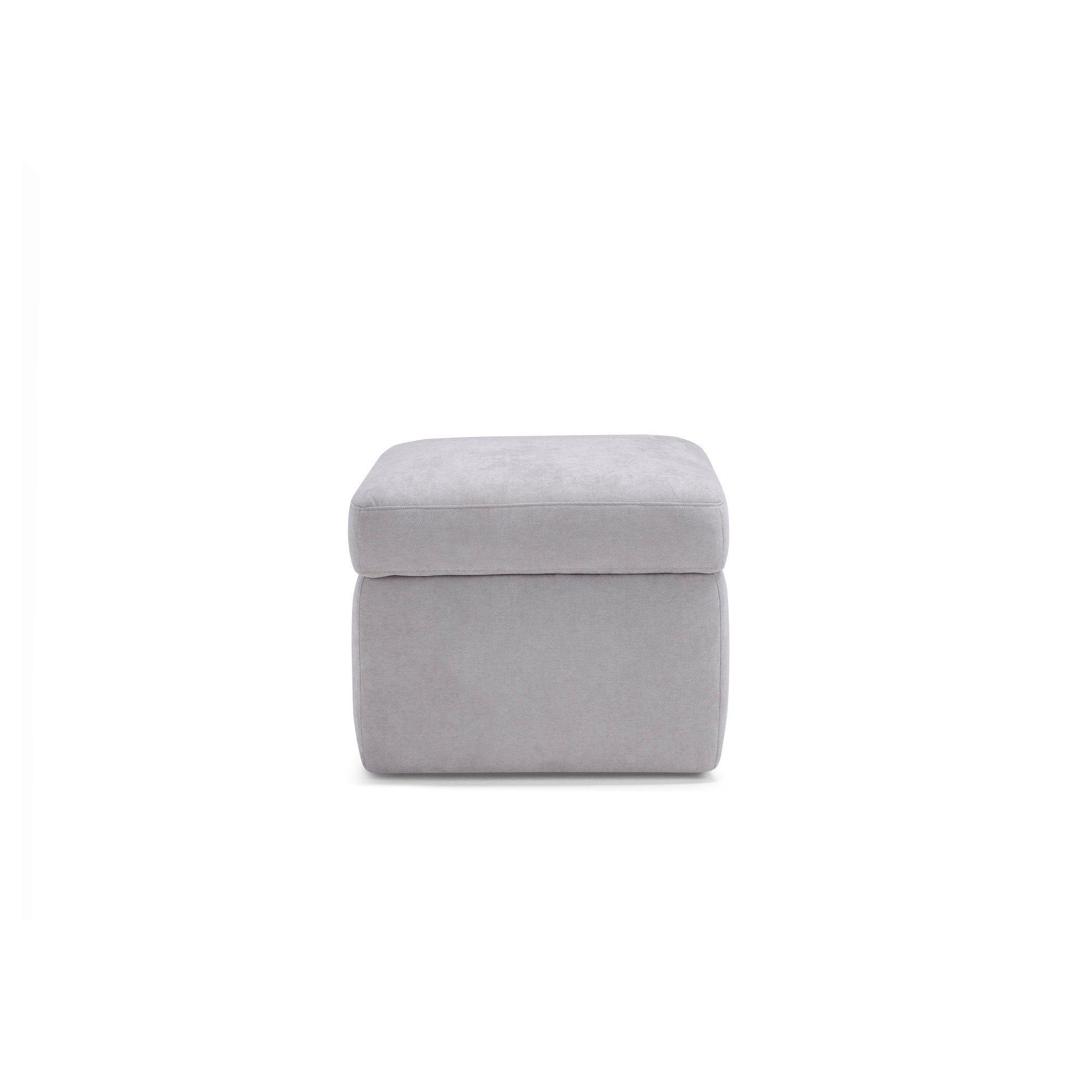 Pouf VULGANO rangement Made in Italy en tissu chenille gris clair