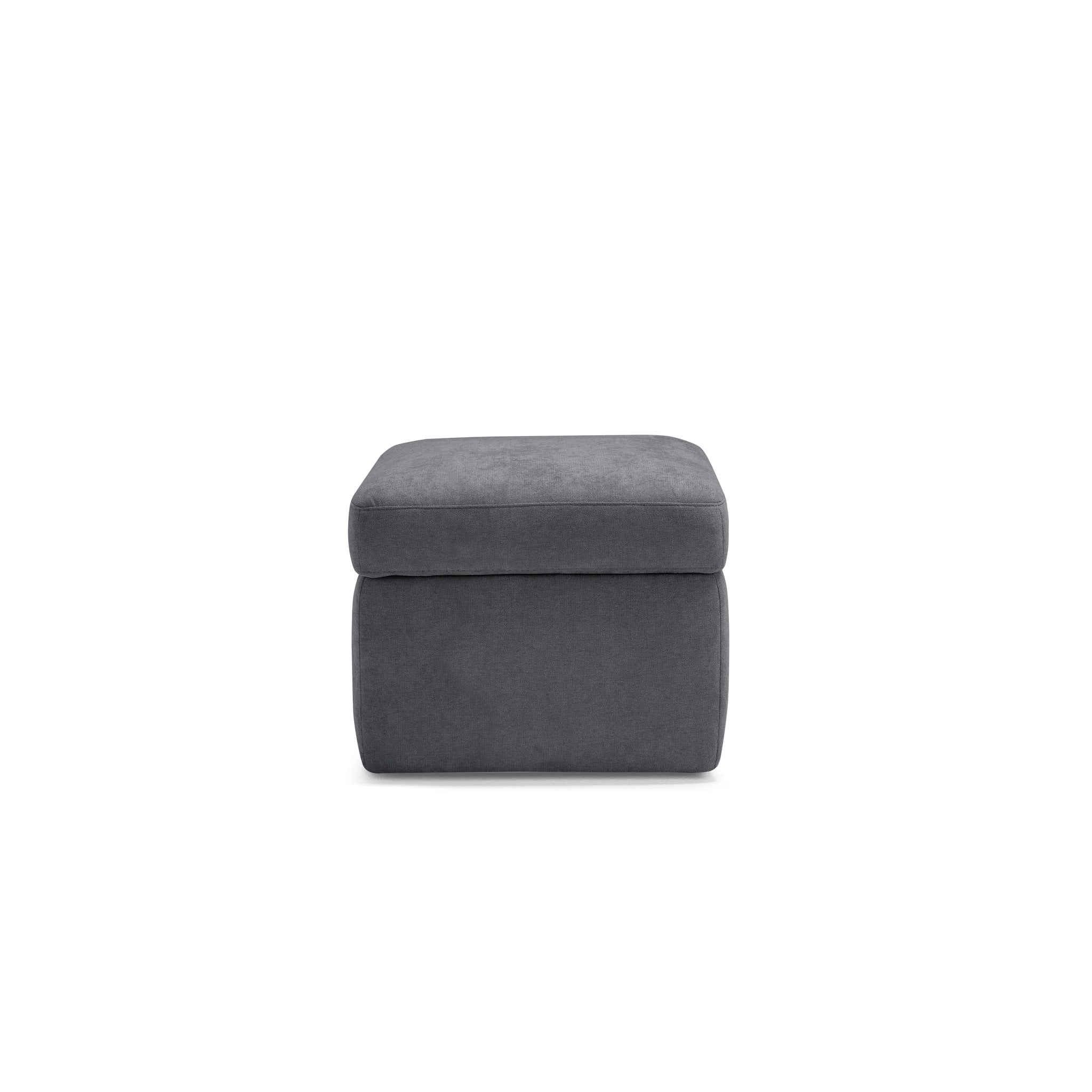 Pouf VULGANO rangement Made in Italy en tissu chenille gris foncé