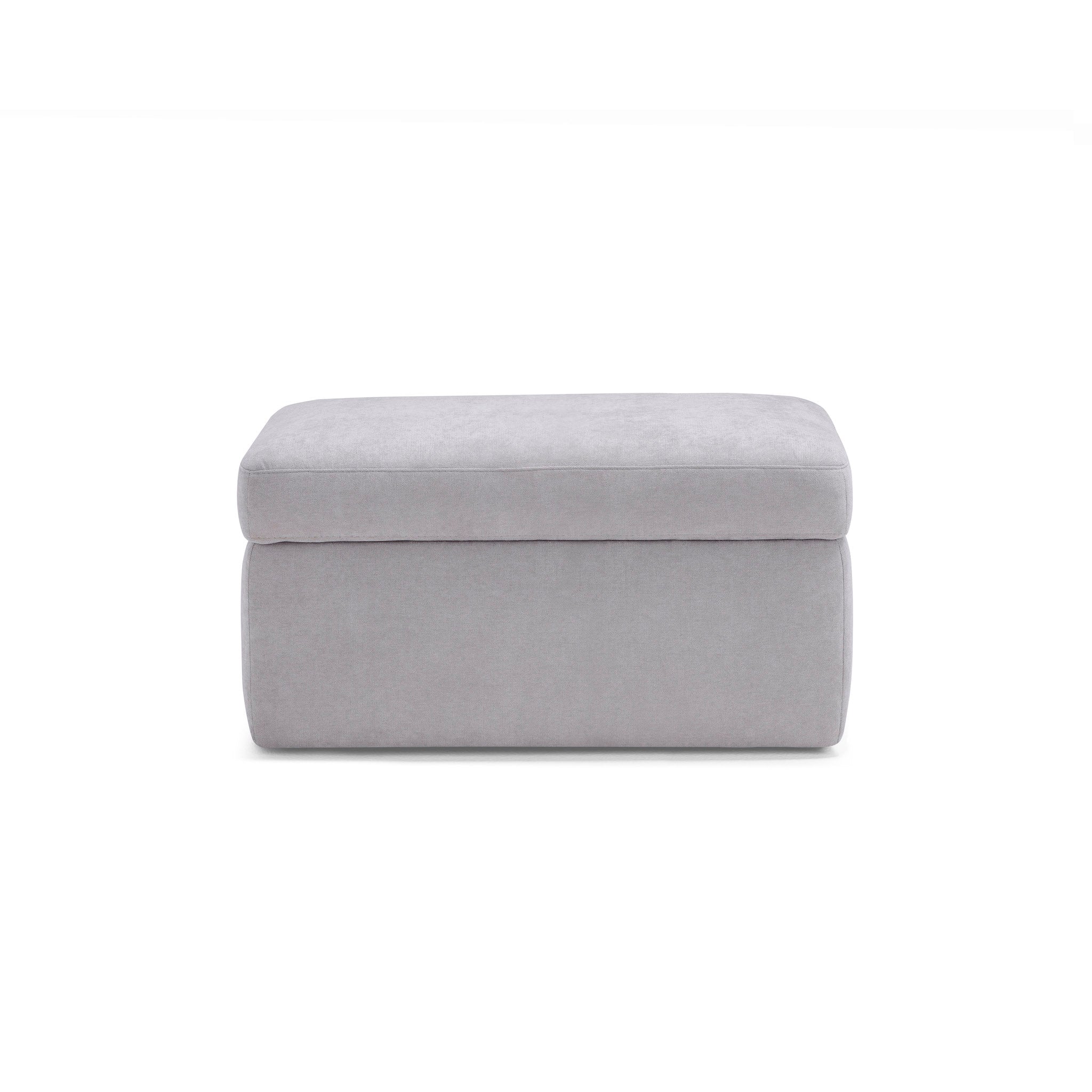 Pouf VULGANO rangement Made in Italy en tissu chenille gris clair