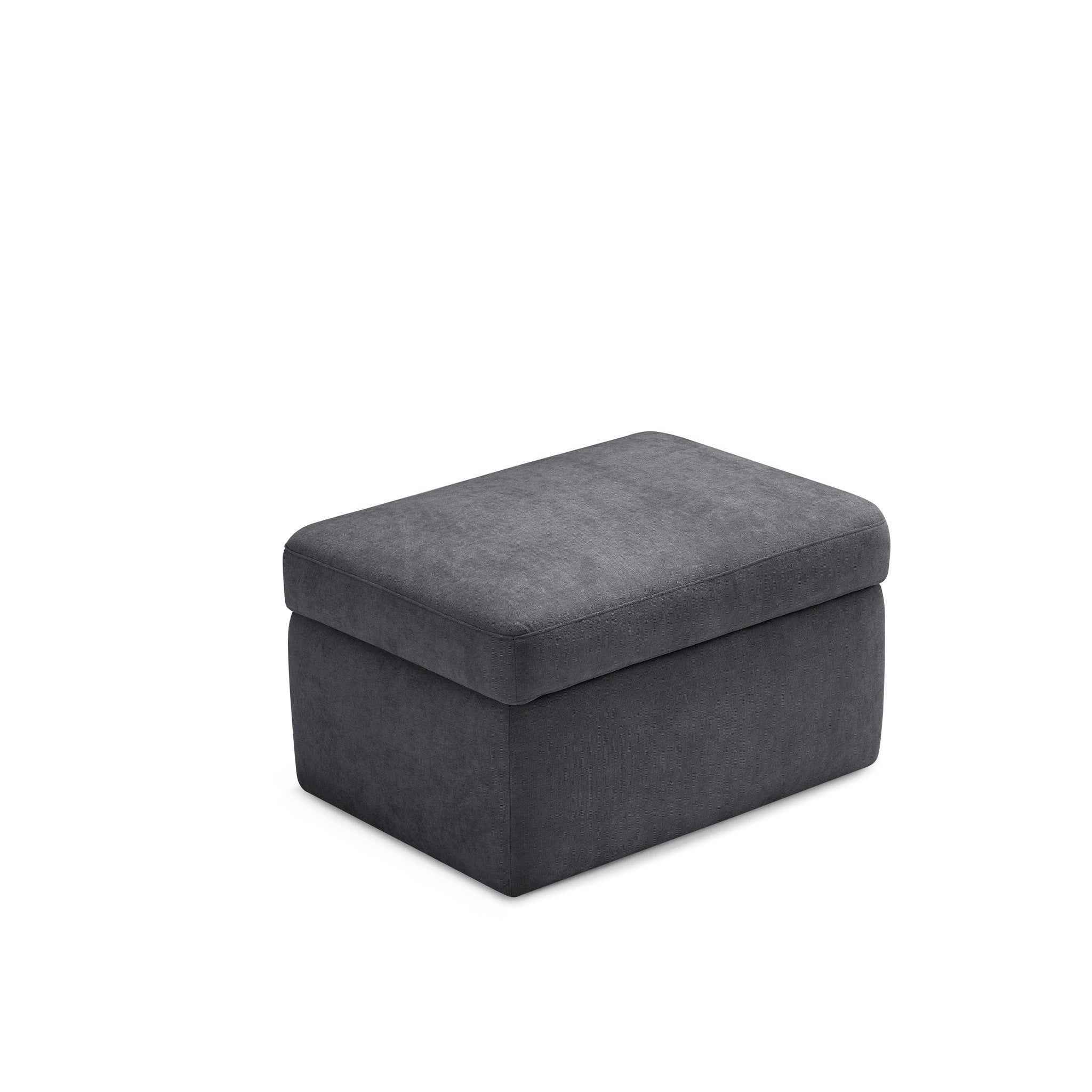 Pouf VULGANO rangement Made in Italy en tissu chenille gris foncé