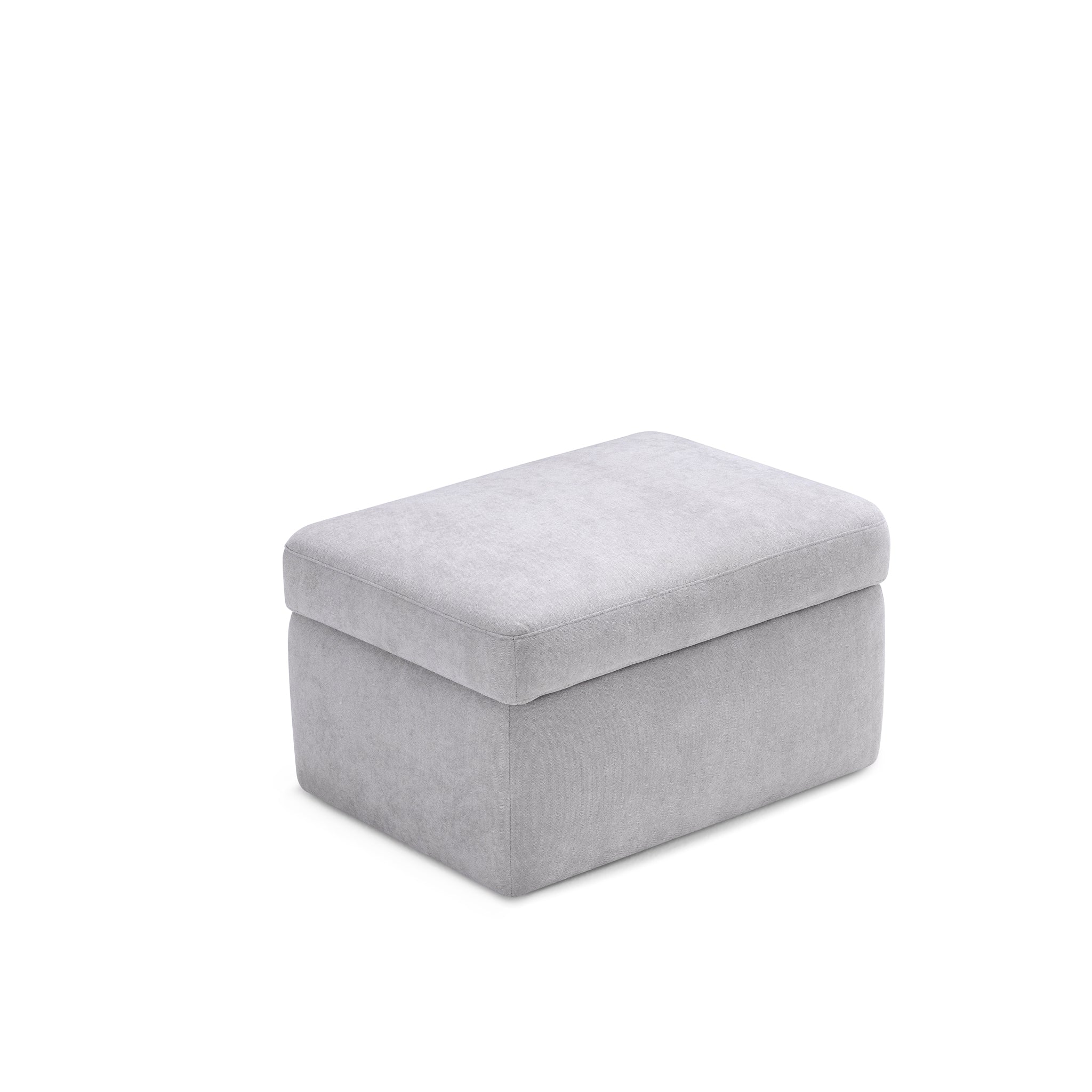 Pouf VULGANO rangement Made in Italy en tissu chenille gris clair