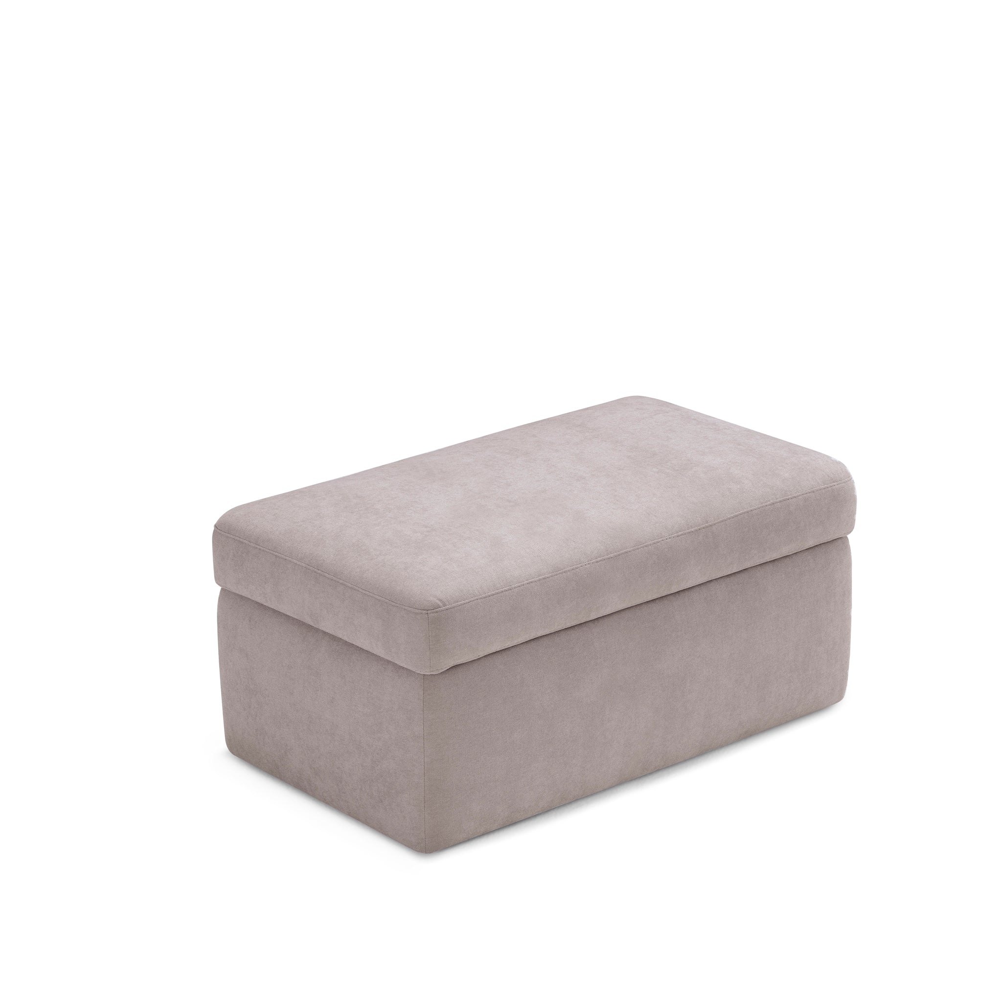Pouf VULGANO rangement Made in Italy en tissu chenille gris tourterelle