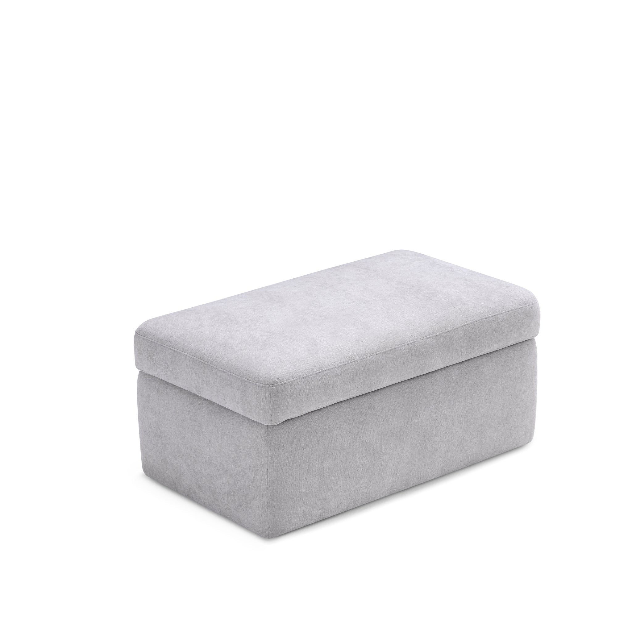 Pouf VULGANO rangement Made in Italy en tissu chenille gris clair
