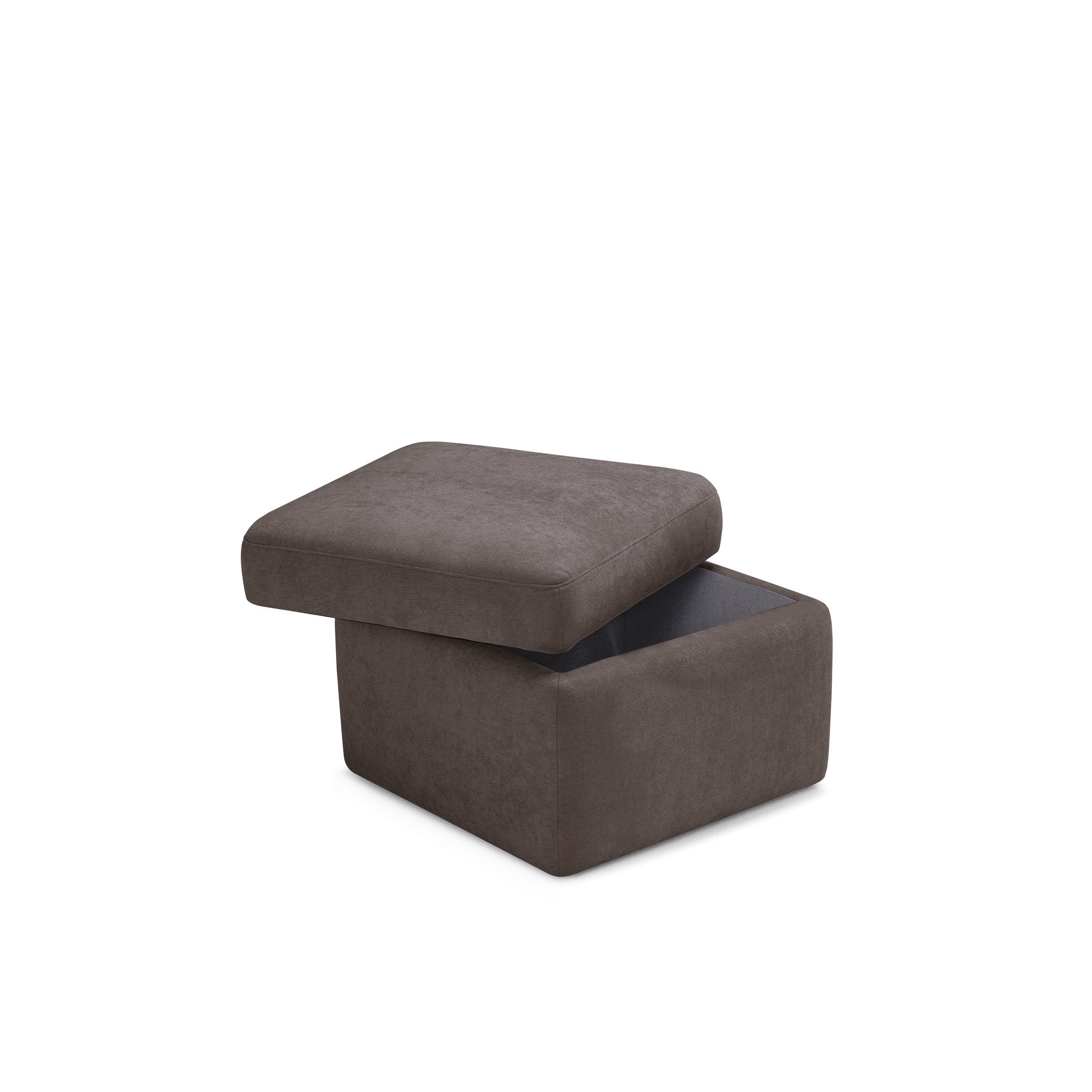 Pouf VULGANO rangement Made in Italy en tissu chenille marron