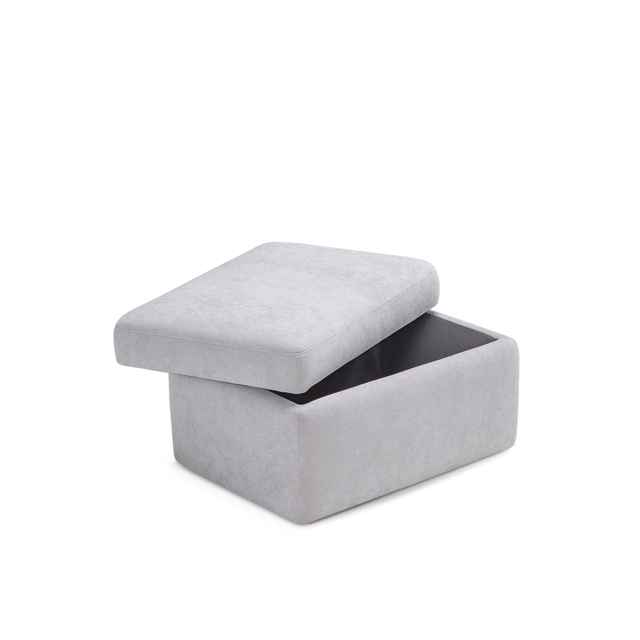 Pouf VULGANO rangement Made in Italy en tissu chenille gris clair