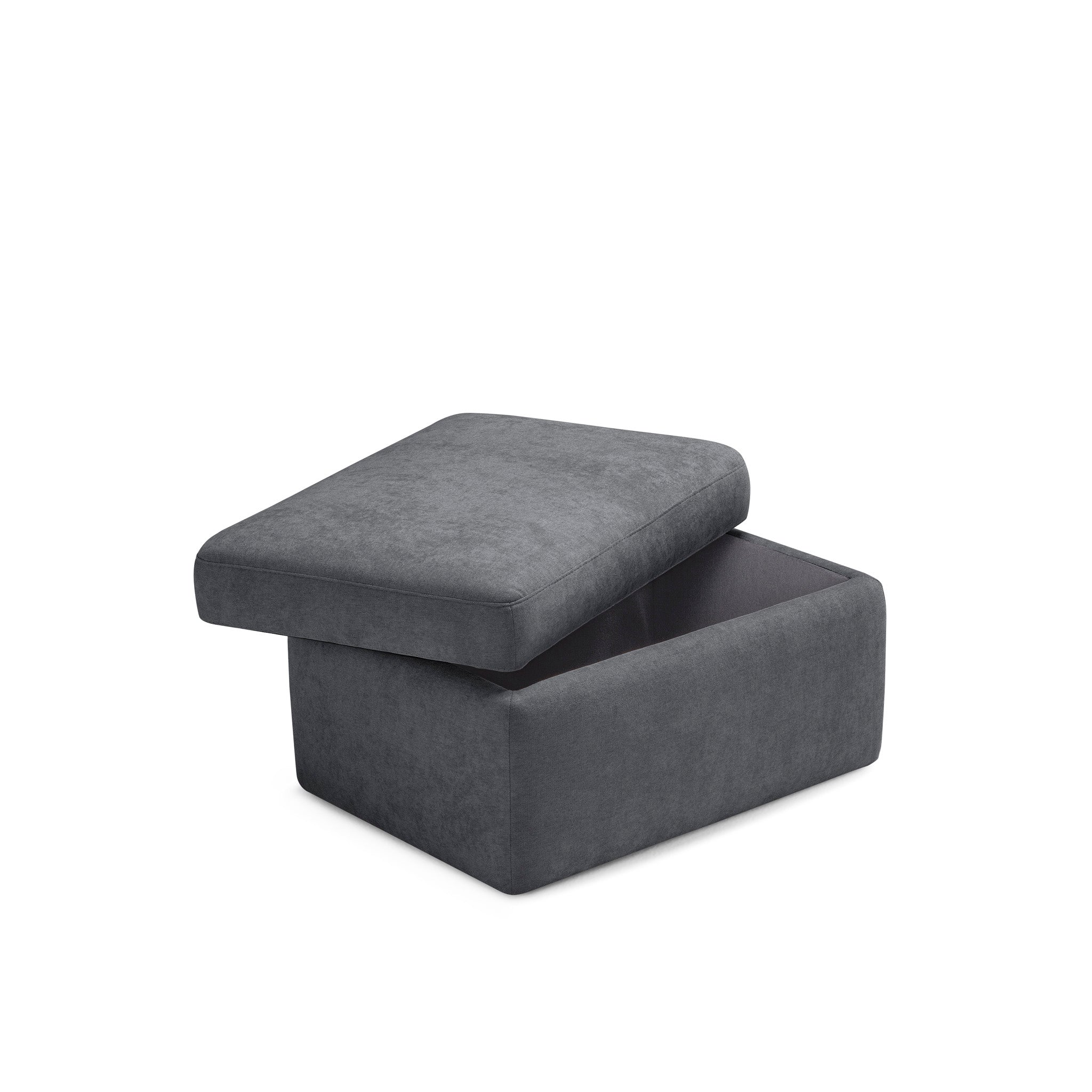 Pouf VULGANO rangement Made in Italy en tissu chenille gris foncé