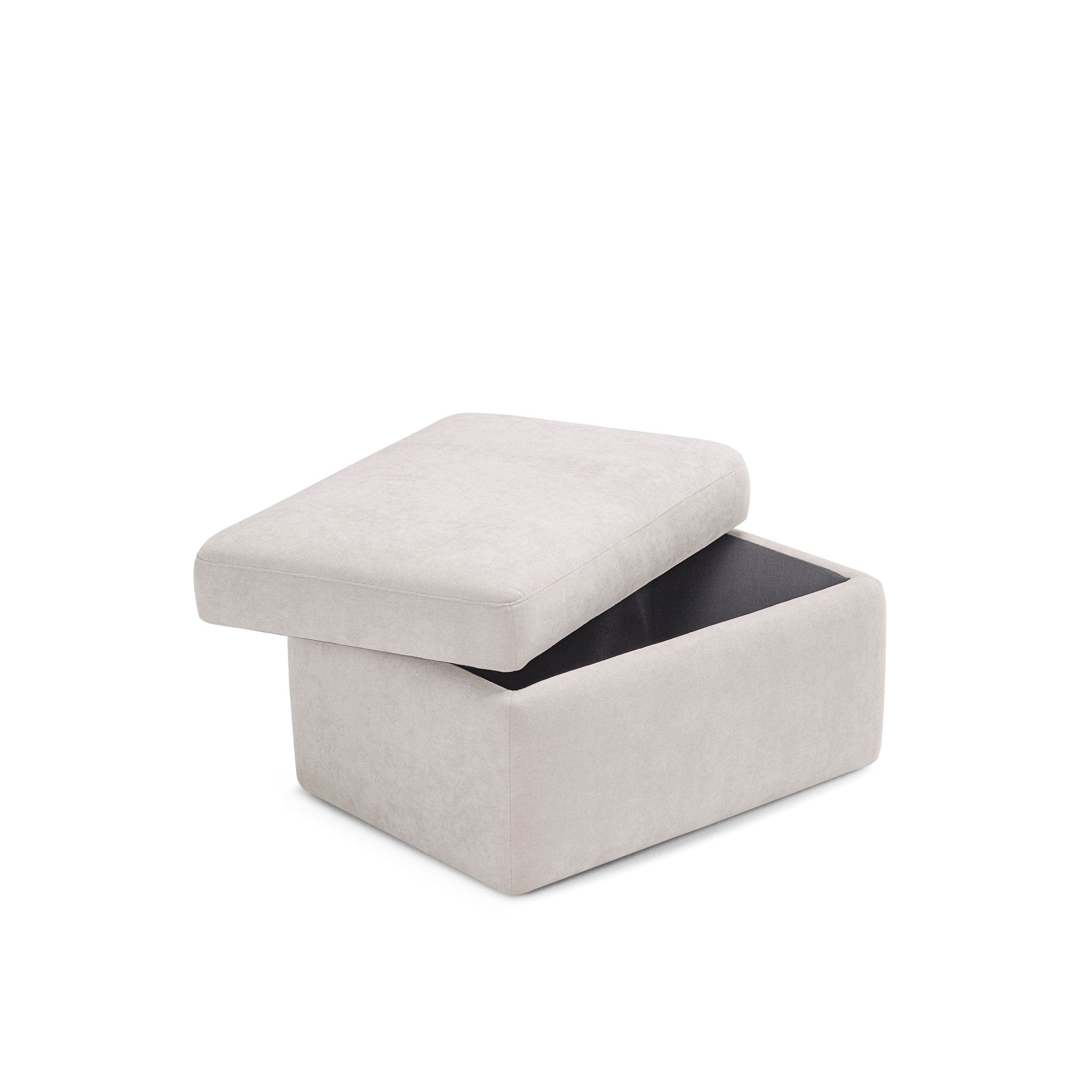 Pouf VULGANO rangement Made in Italy en tissu chenille beige