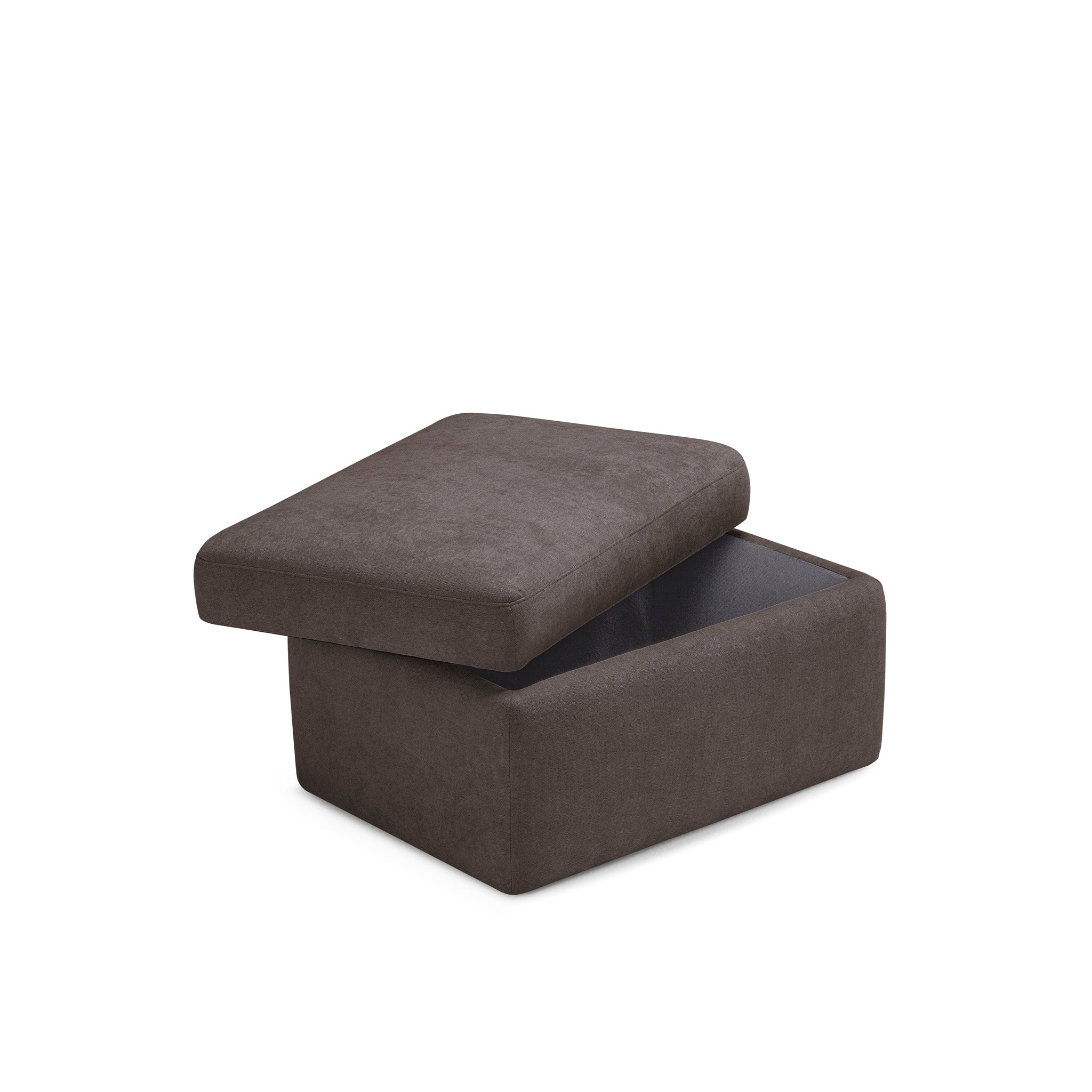 Pouf VULGANO rangement Made in Italy en tissu chenille marron