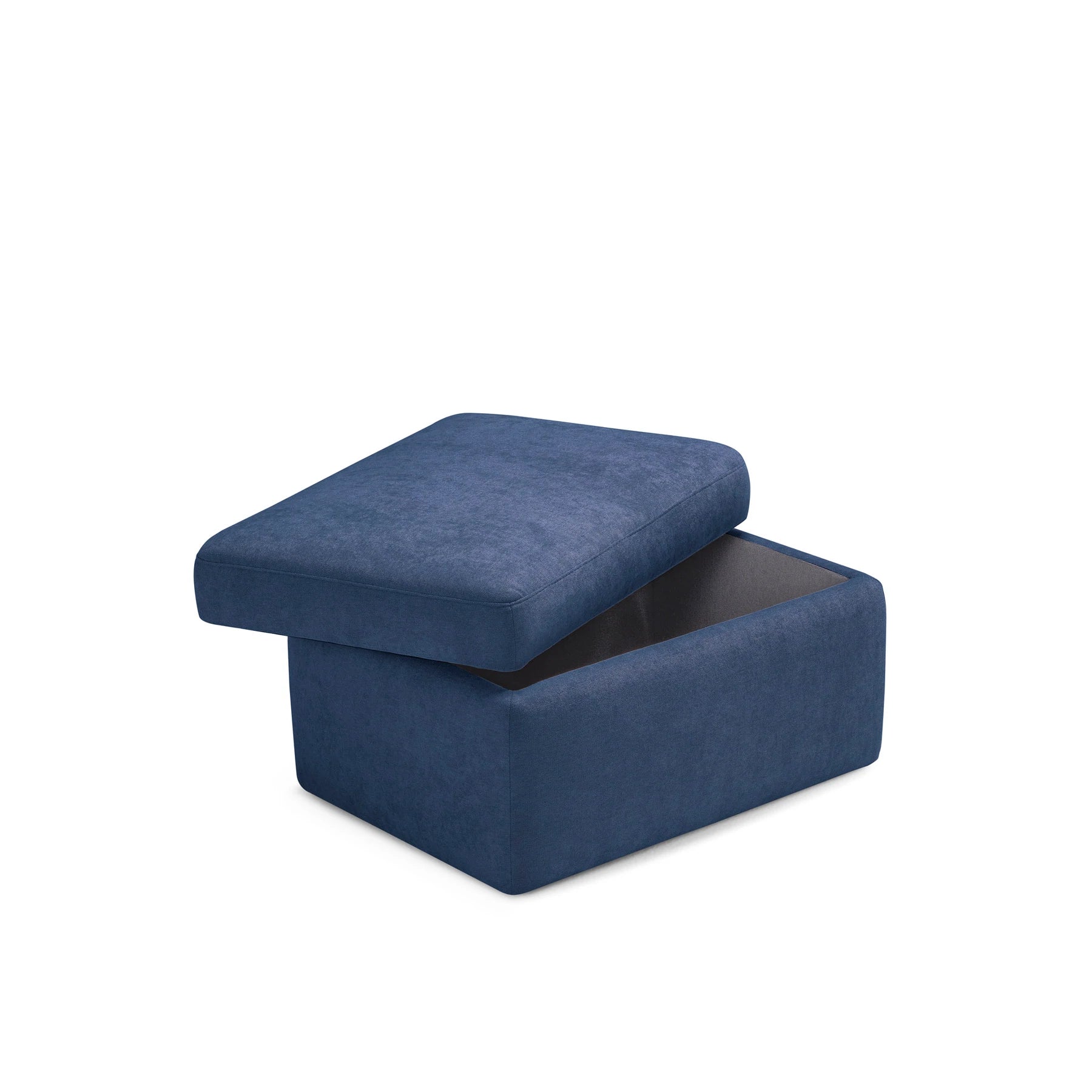Pouf VULGANO rangement Made in Italy en tissu chenille bleu