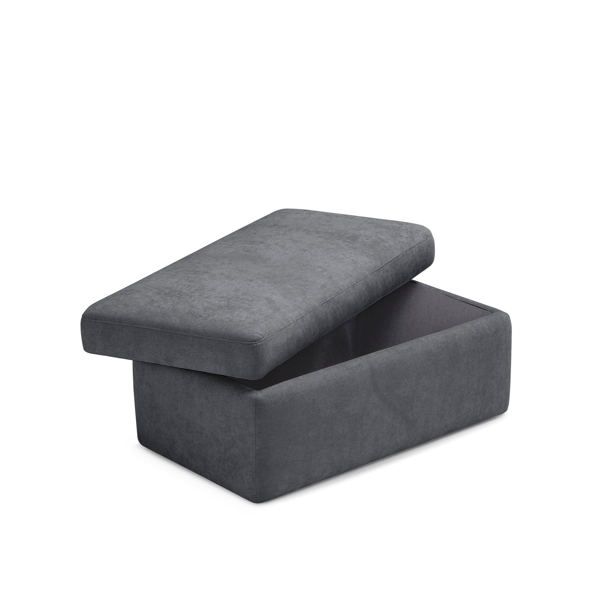 Pouf VULGANO rangement Made in Italy en tissu chenille gris foncé