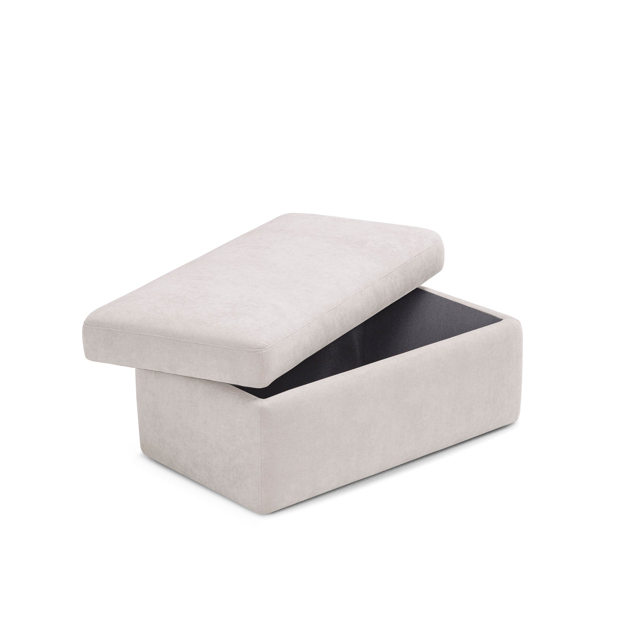 Pouf VULGANO rangement Made in Italy en tissu chenille beige