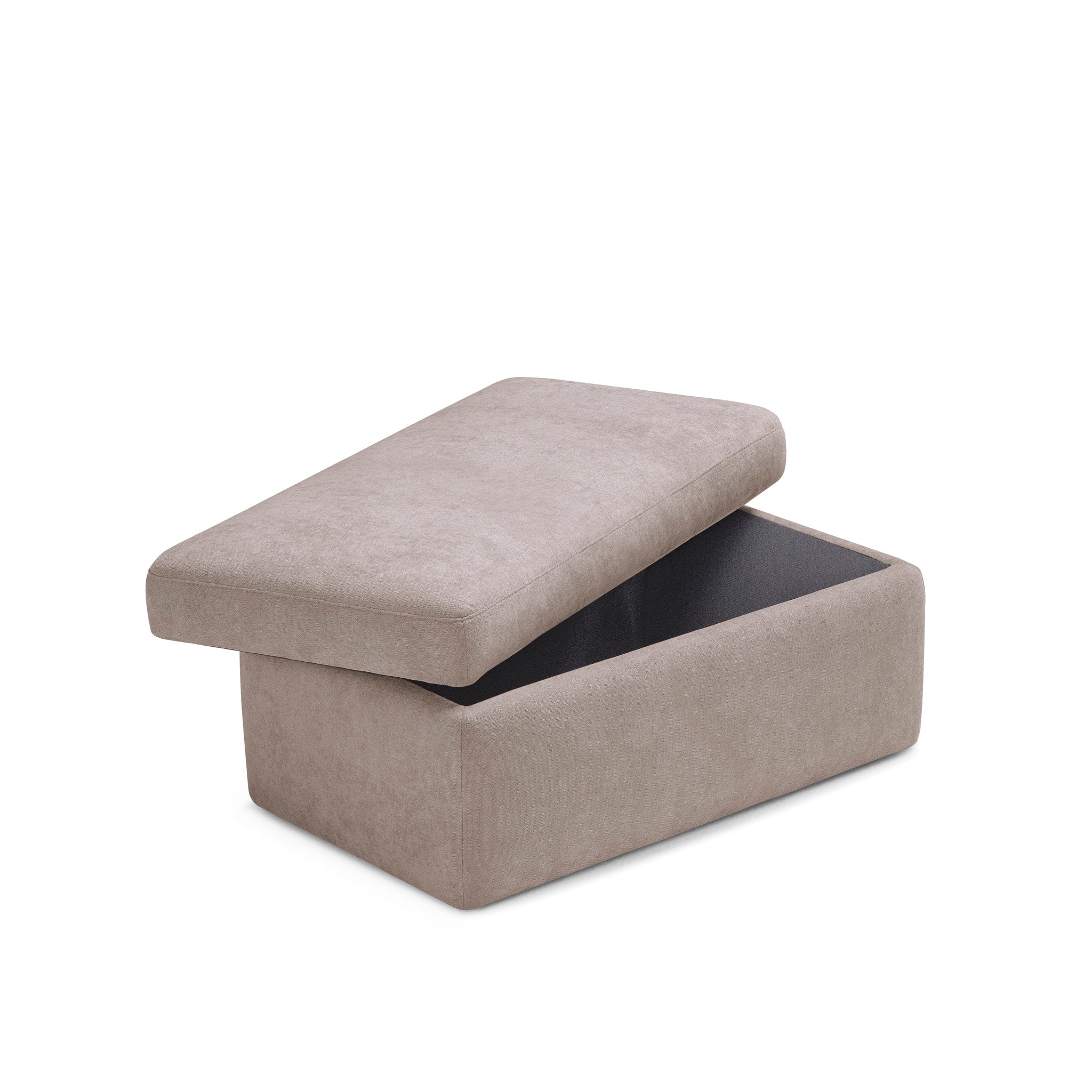 Pouf rangement Made in Italy en tissu chenille camel - VULGANO