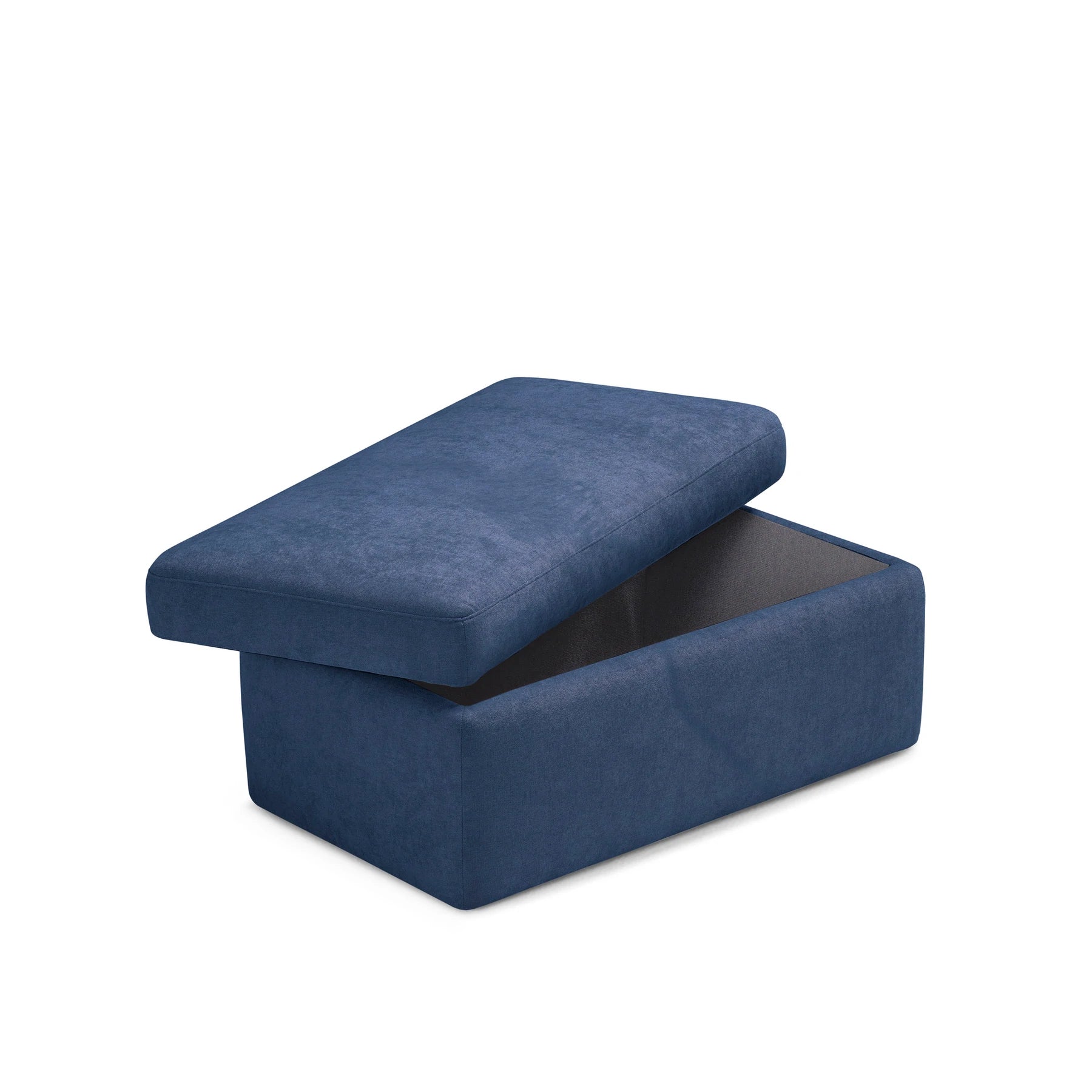 Pouf VULGANO rangement Made in Italy en tissu chenille bleu