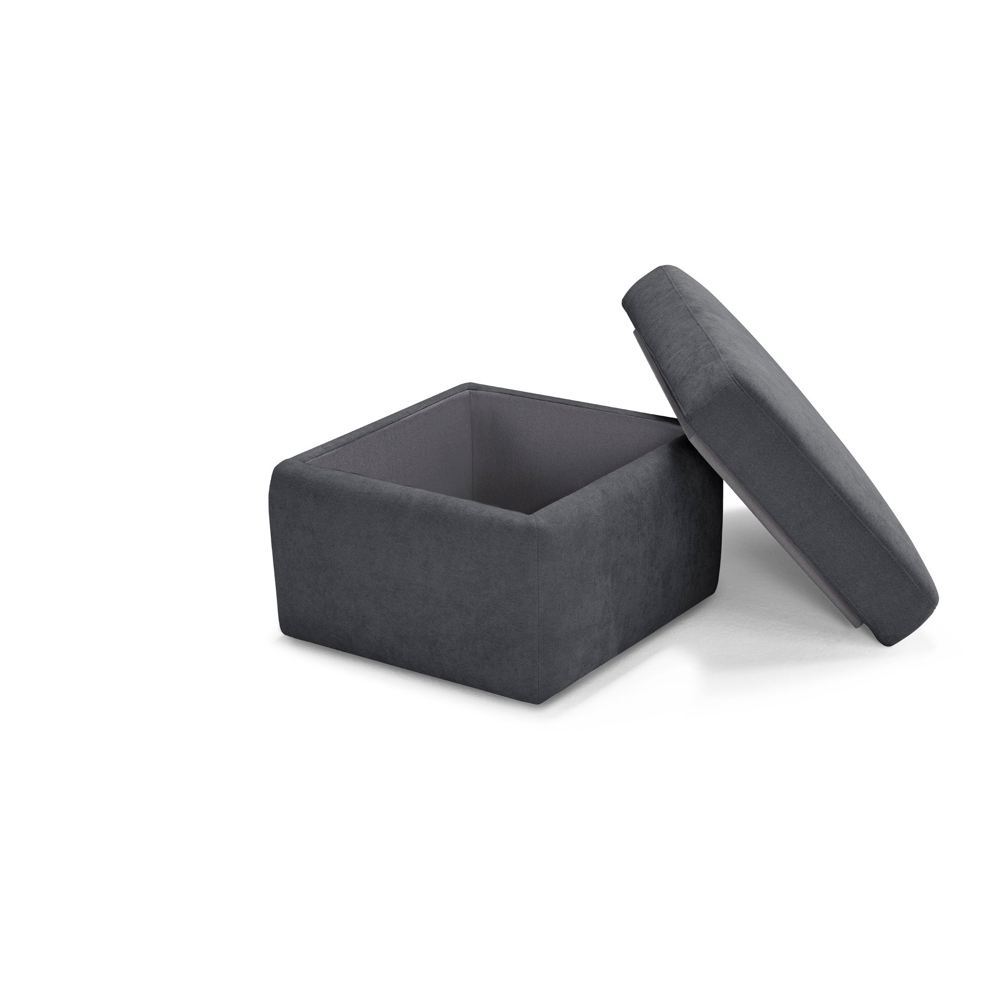 Pouf VULGANO rangement Made in Italy en tissu chenille gris foncé