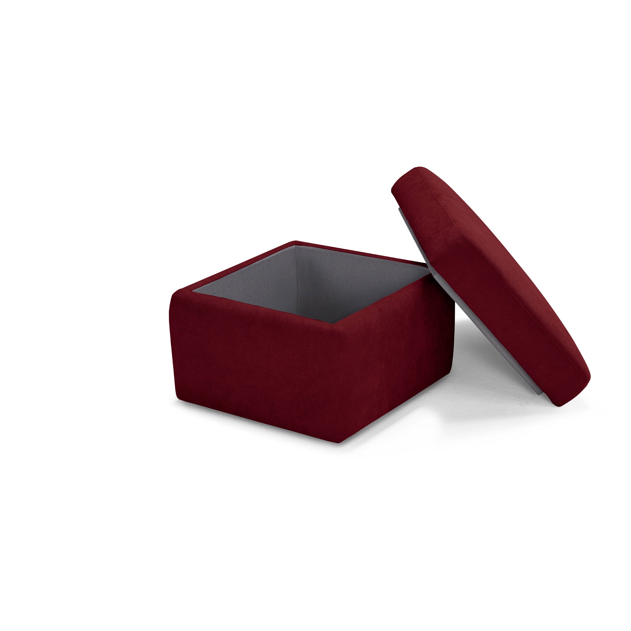 Pouf VULGANO rangement Made in Italy en tissu chenille bordeaux