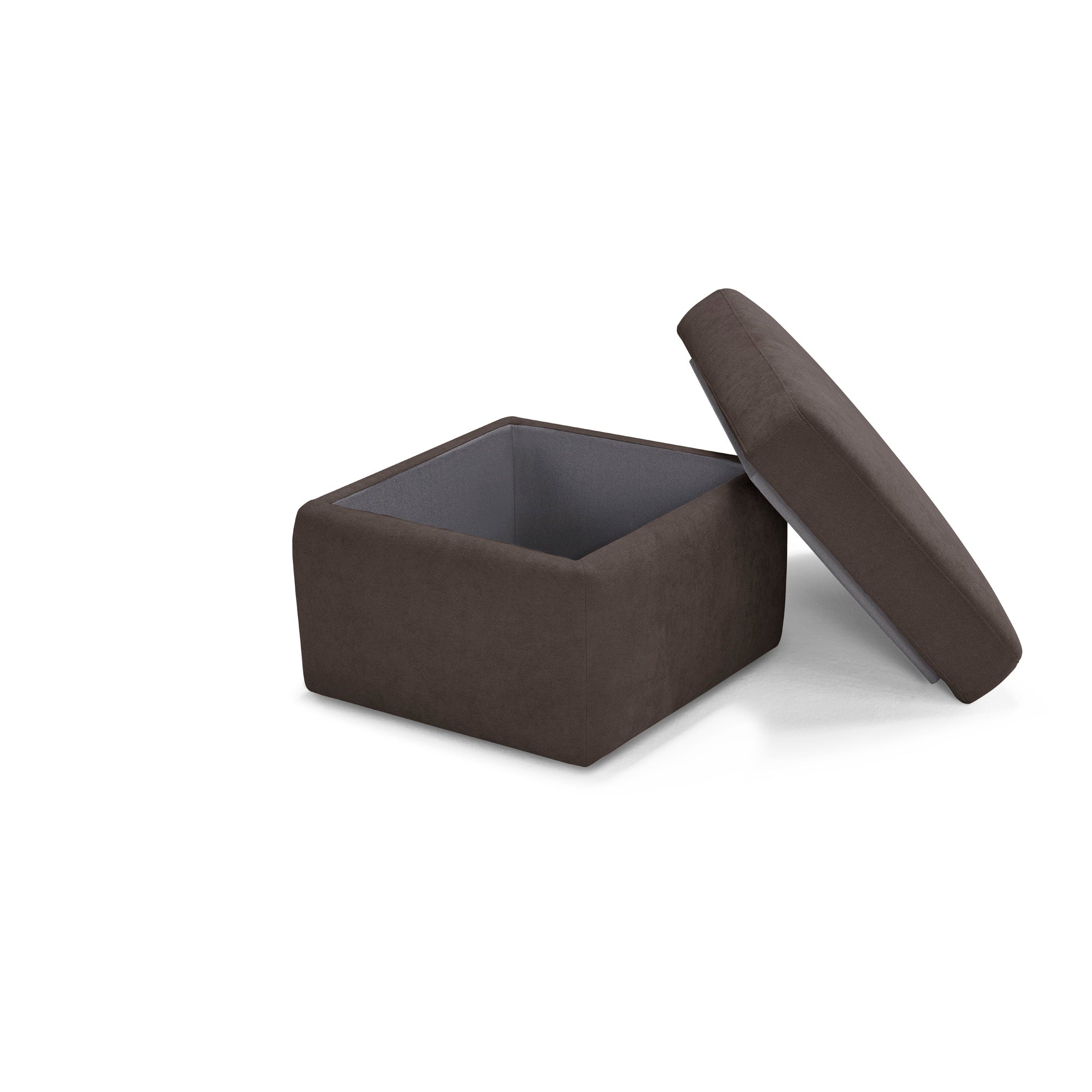 Pouf VULGANO rangement Made in Italy en tissu chenille marron