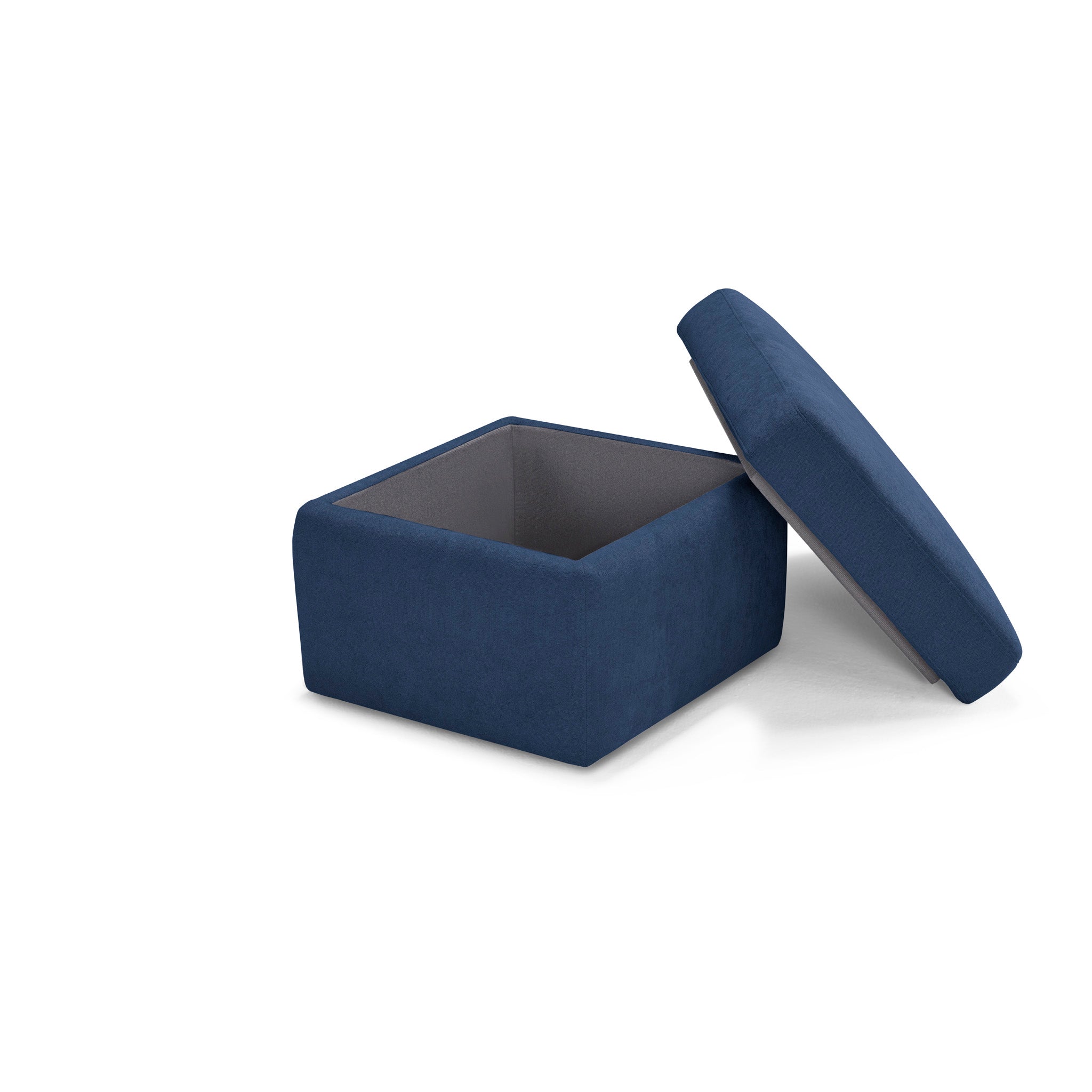 Pouf VULGANO rangement Made in Italy en tissu chenille bleu