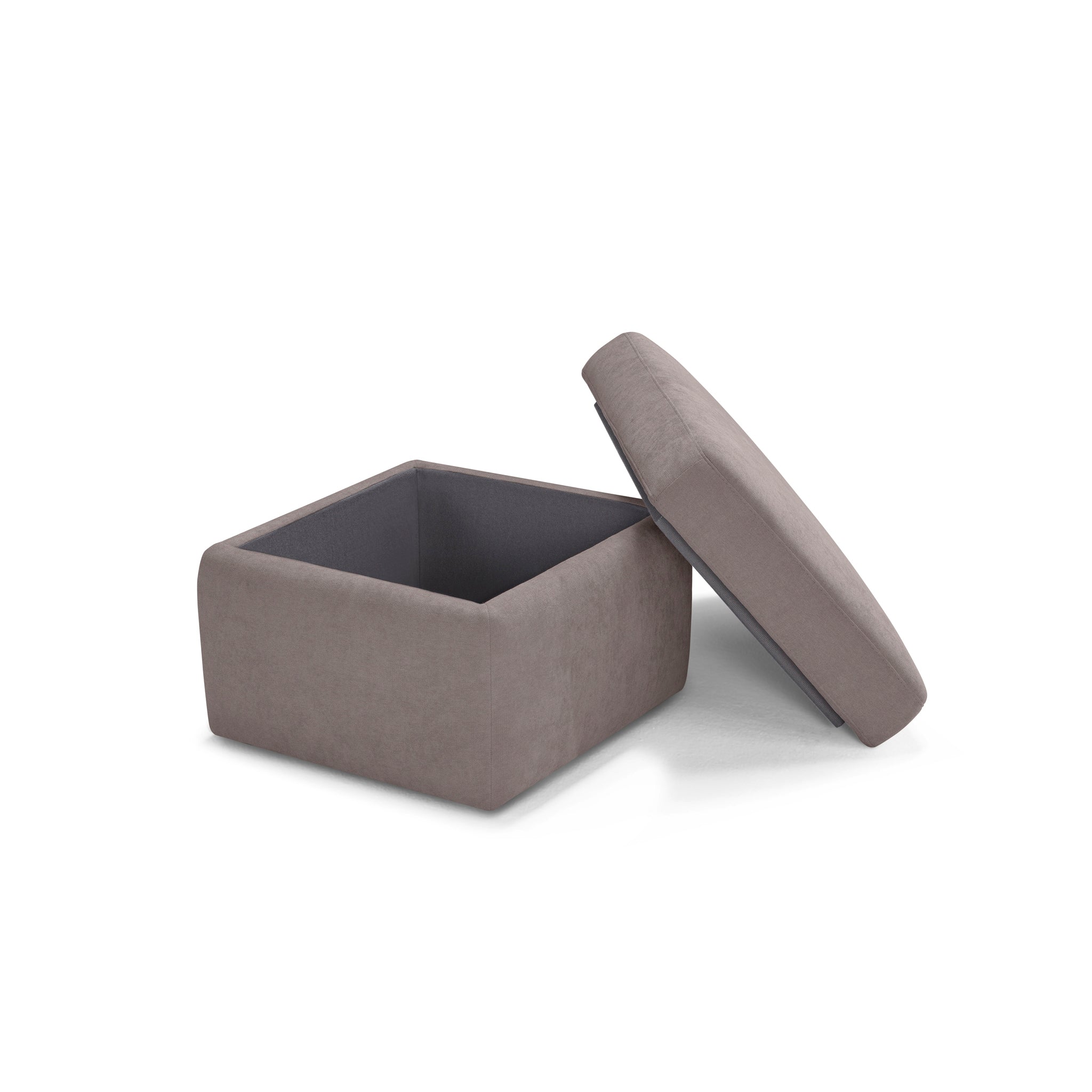Pouf VULGANO rangement Made in Italy en tissu chenille gris tourterelle