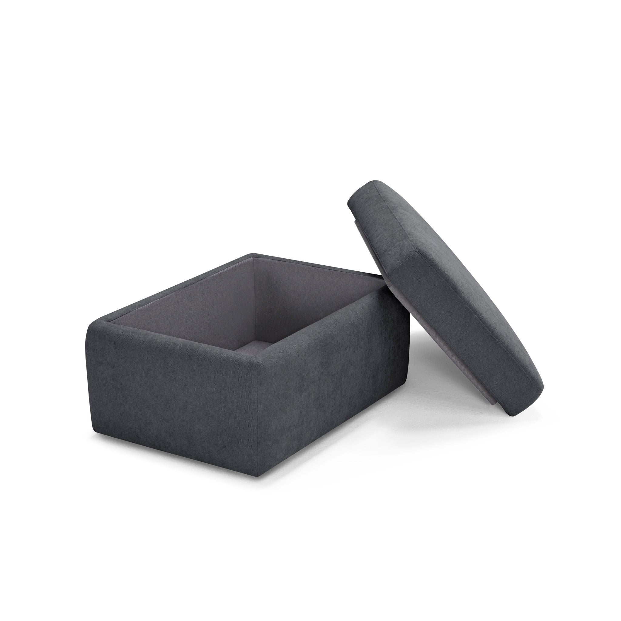 Pouf VULGANO rangement Made in Italy en tissu chenille gris foncé