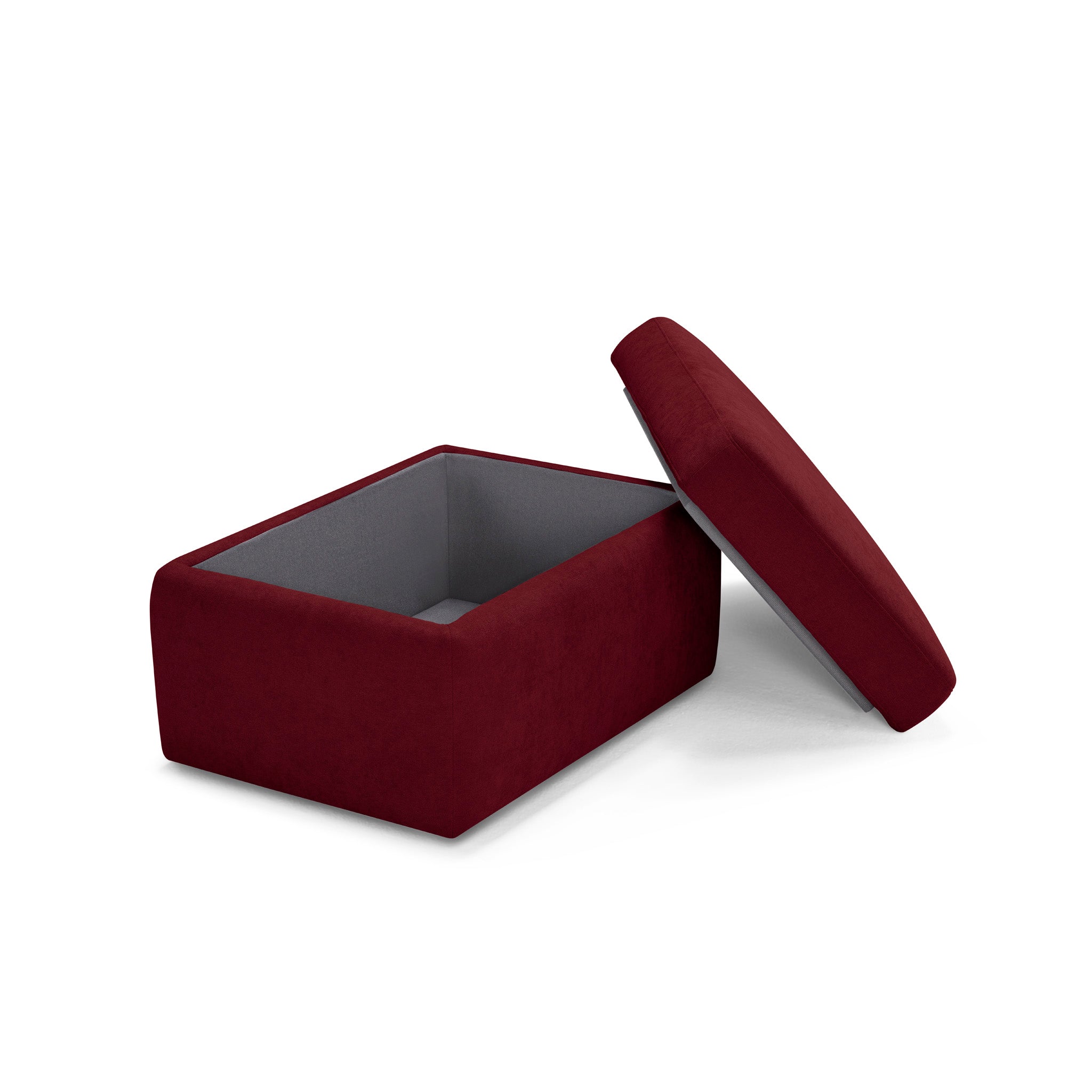 Pouf VULGANO rangement Made in Italy en tissu chenille bordeaux
