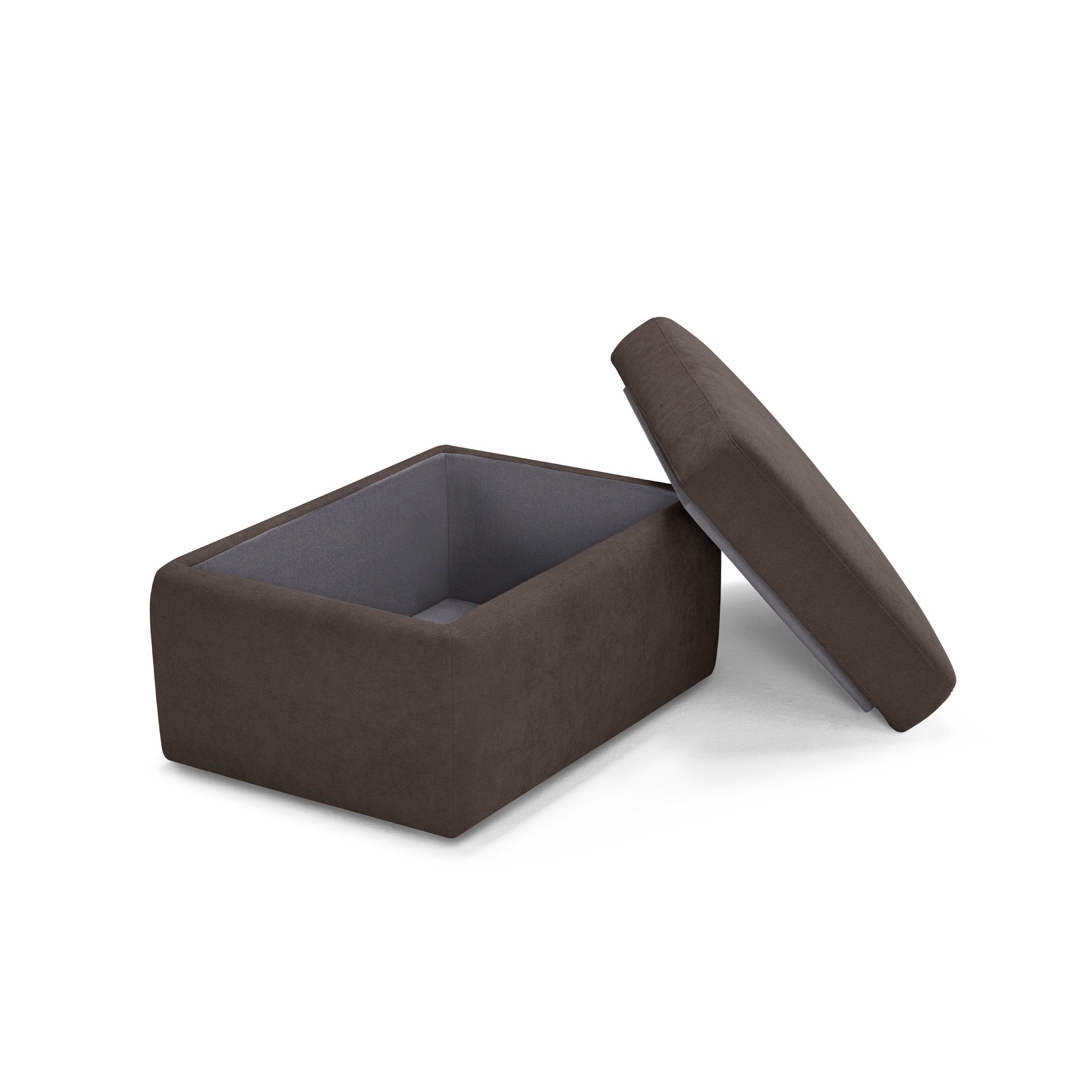 Pouf VULGANO rangement Made in Italy en tissu chenille marron