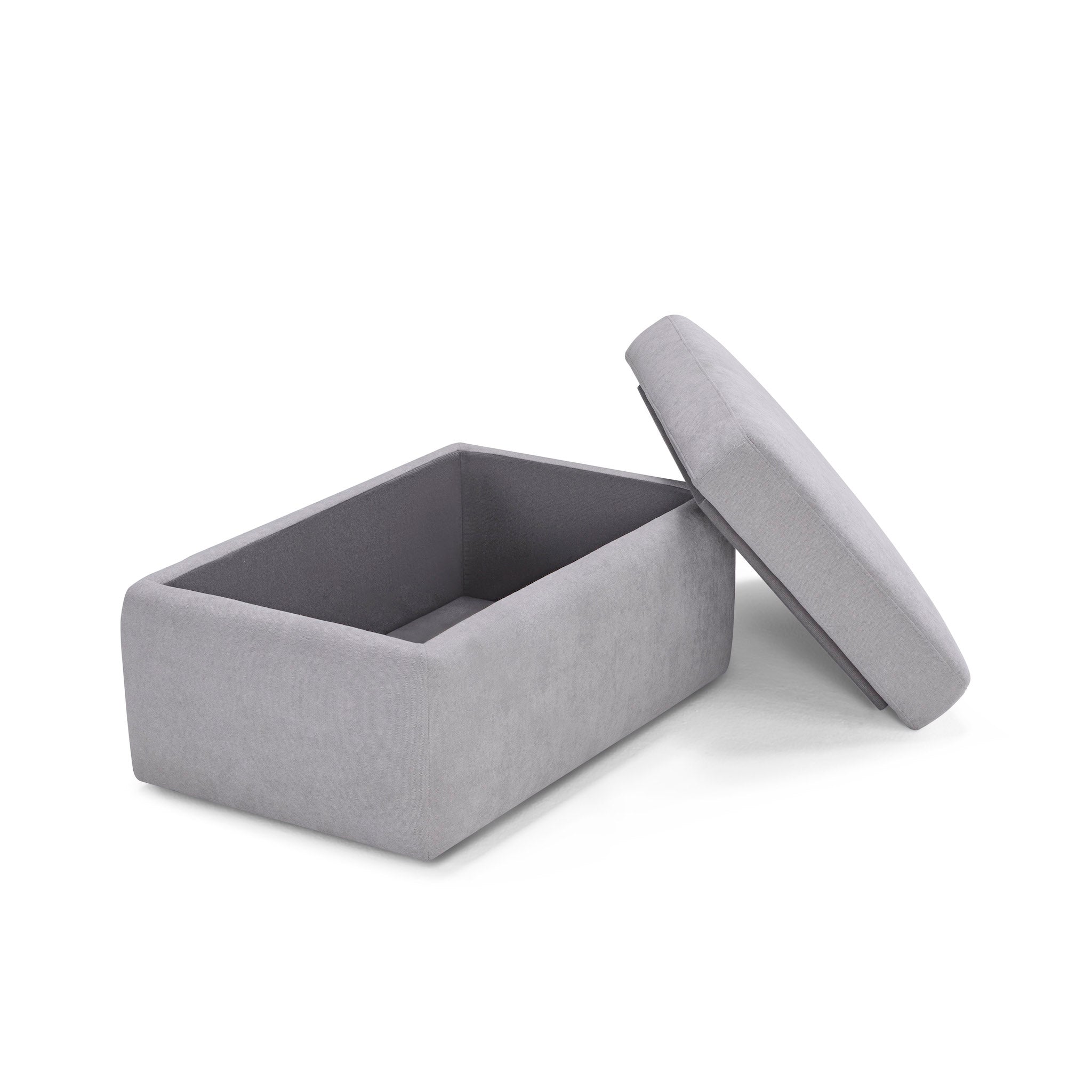 Pouf VULGANO rangement Made in Italy en tissu chenille gris clair