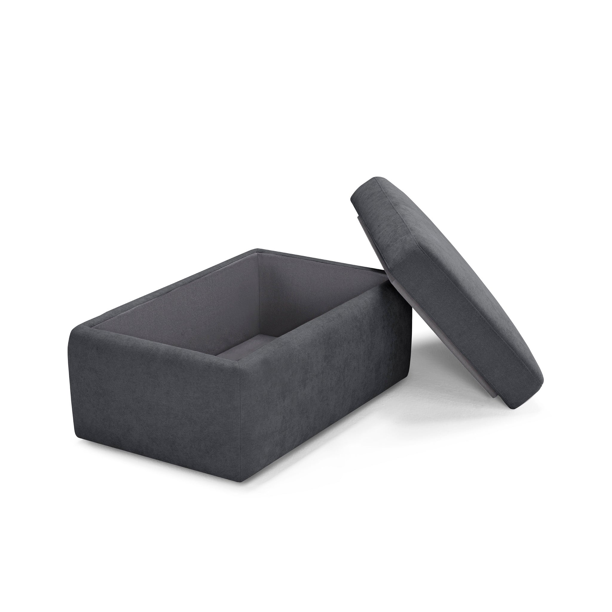 Pouf VULGANO rangement Made in Italy en tissu chenille gris foncé
