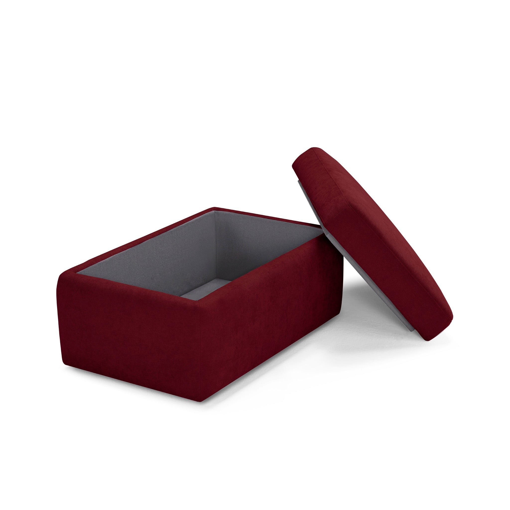 Pouf VULGANO rangement Made in Italy en tissu chenille bordeaux