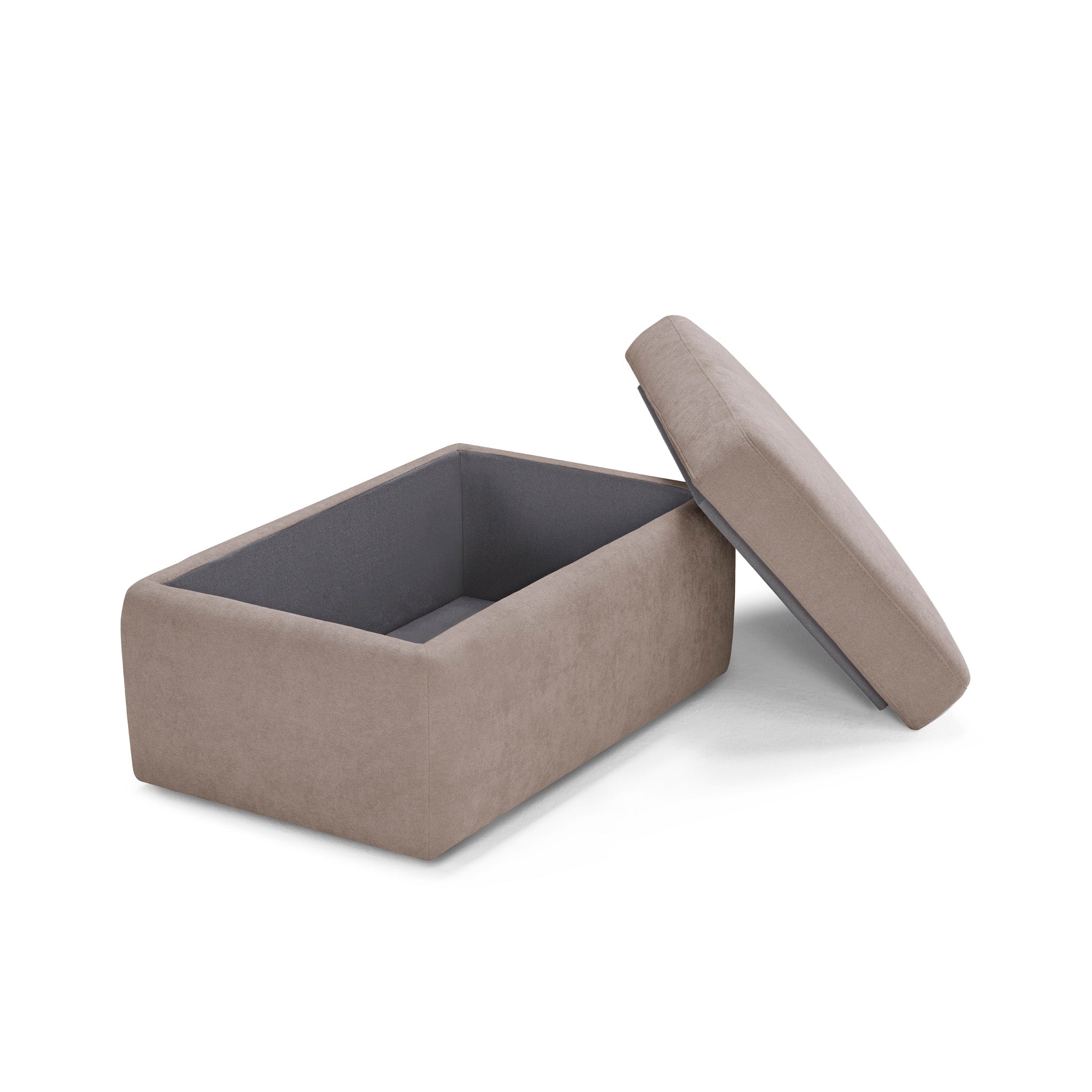 Pouf rangement Made in Italy en tissu chenille camel - VULGANO