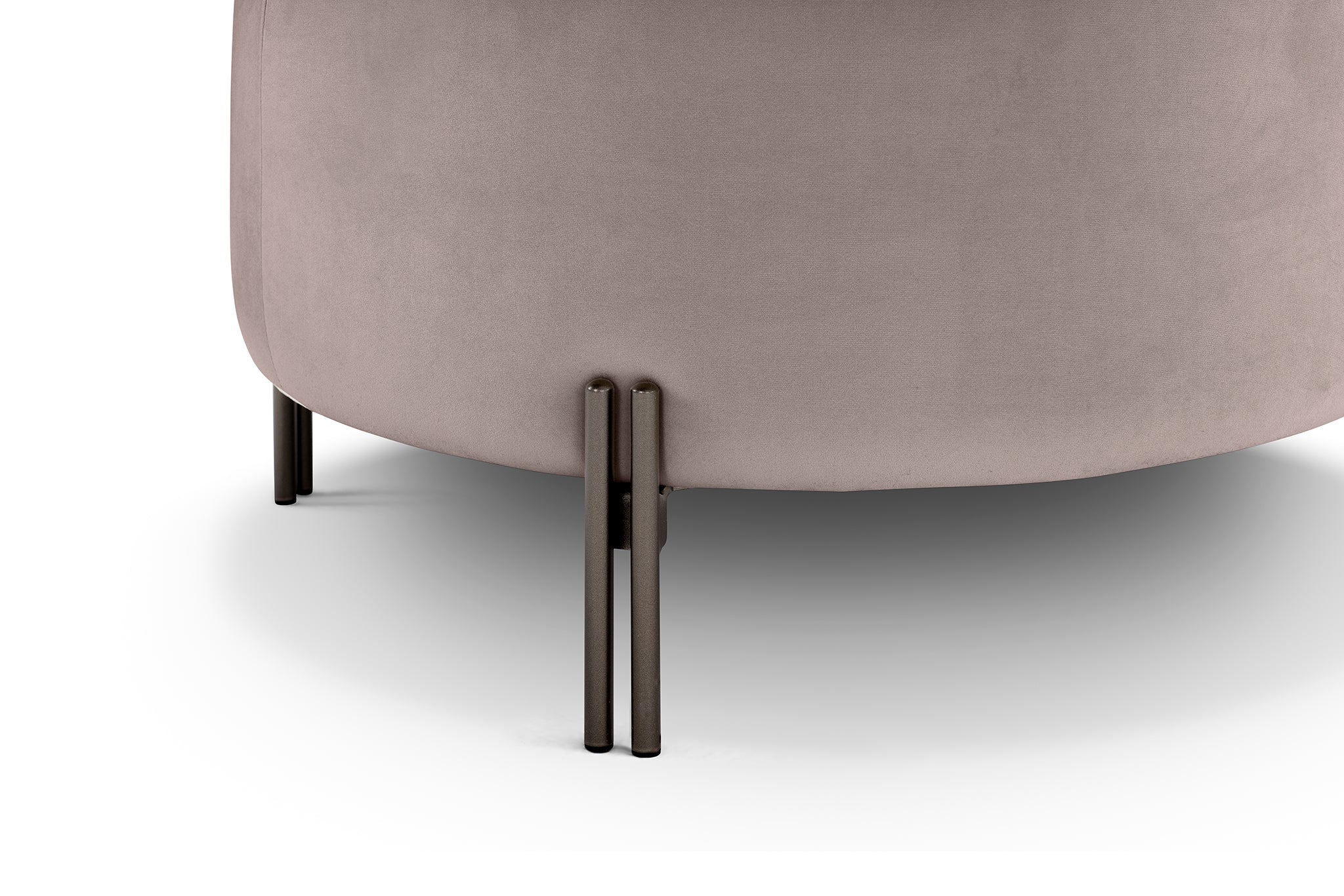 Pouf rangement rond Made in Italy en velours gris tourterelle avec pieds en métal - Peglia