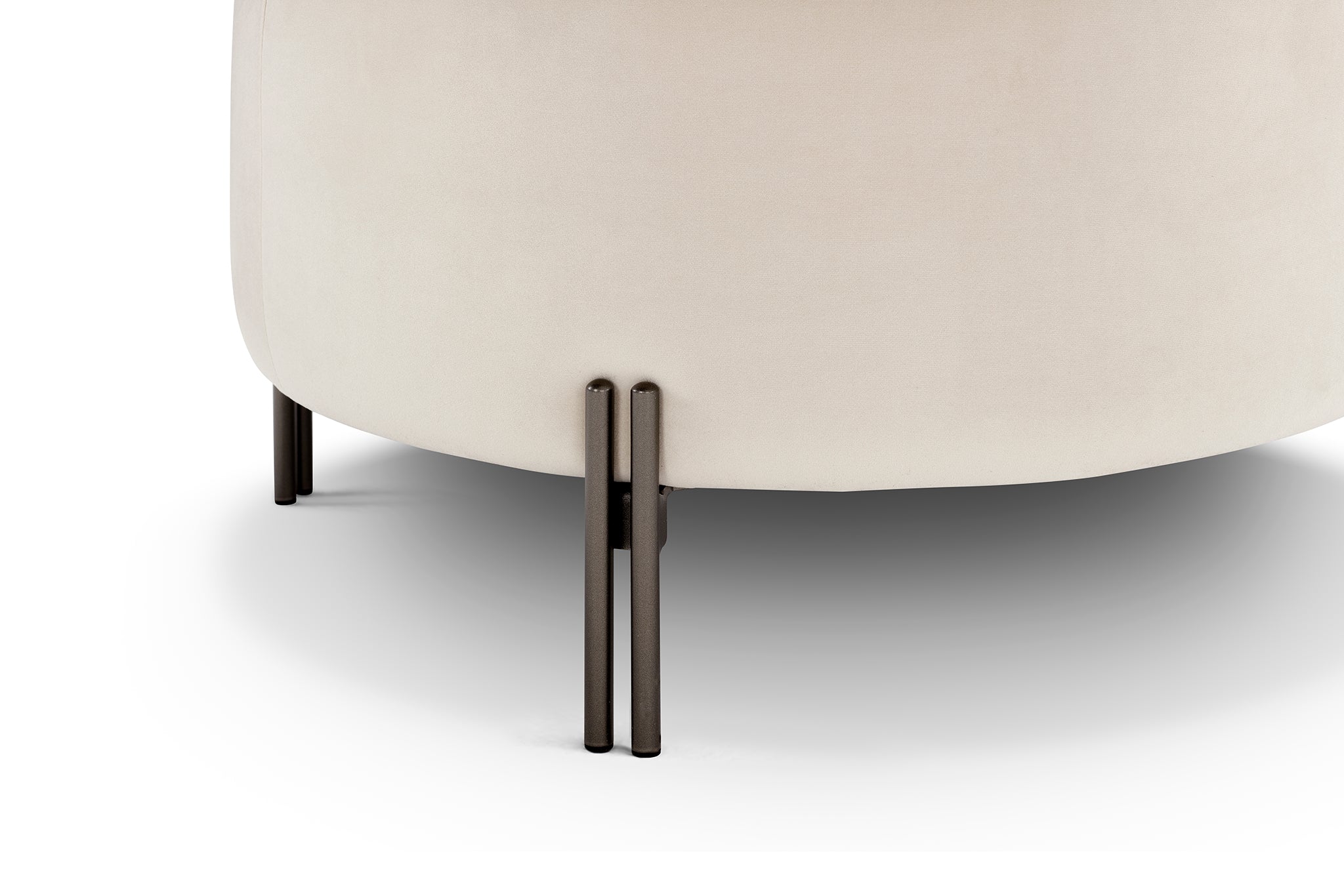 Pouf Peglia de rangement Made in Italy rond en velours beige avec pieds en métal