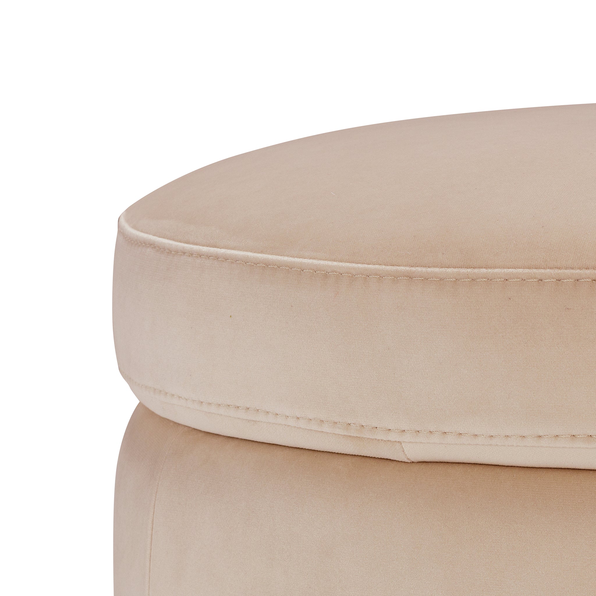 Pouf rangement rond Made in Italy en velours camel avec pieds en métal - Peglia