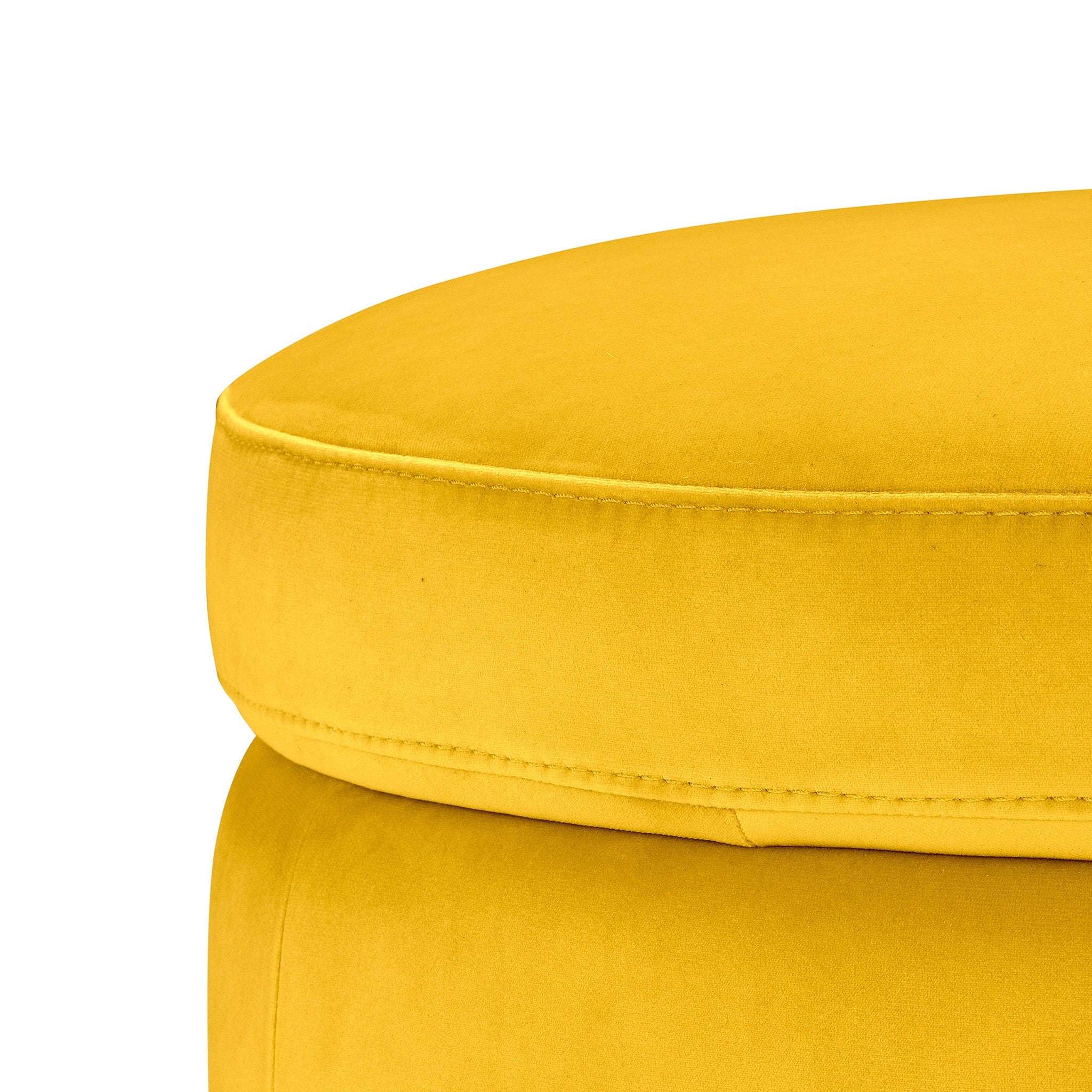 Pouf rangement rond Made in Italy en velours jaune avec pieds en métal - Peglia