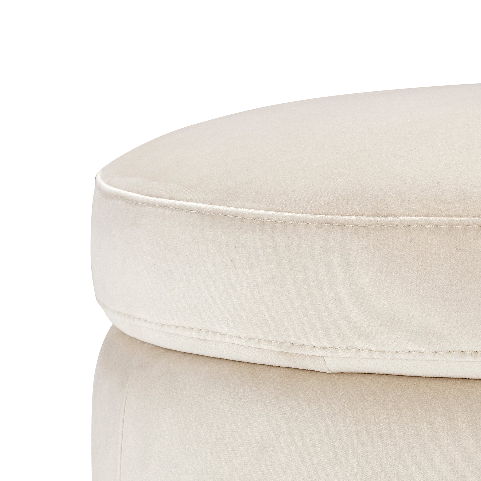 Pouf Peglia de rangement Made in Italy rond en velours beige avec pieds en métal