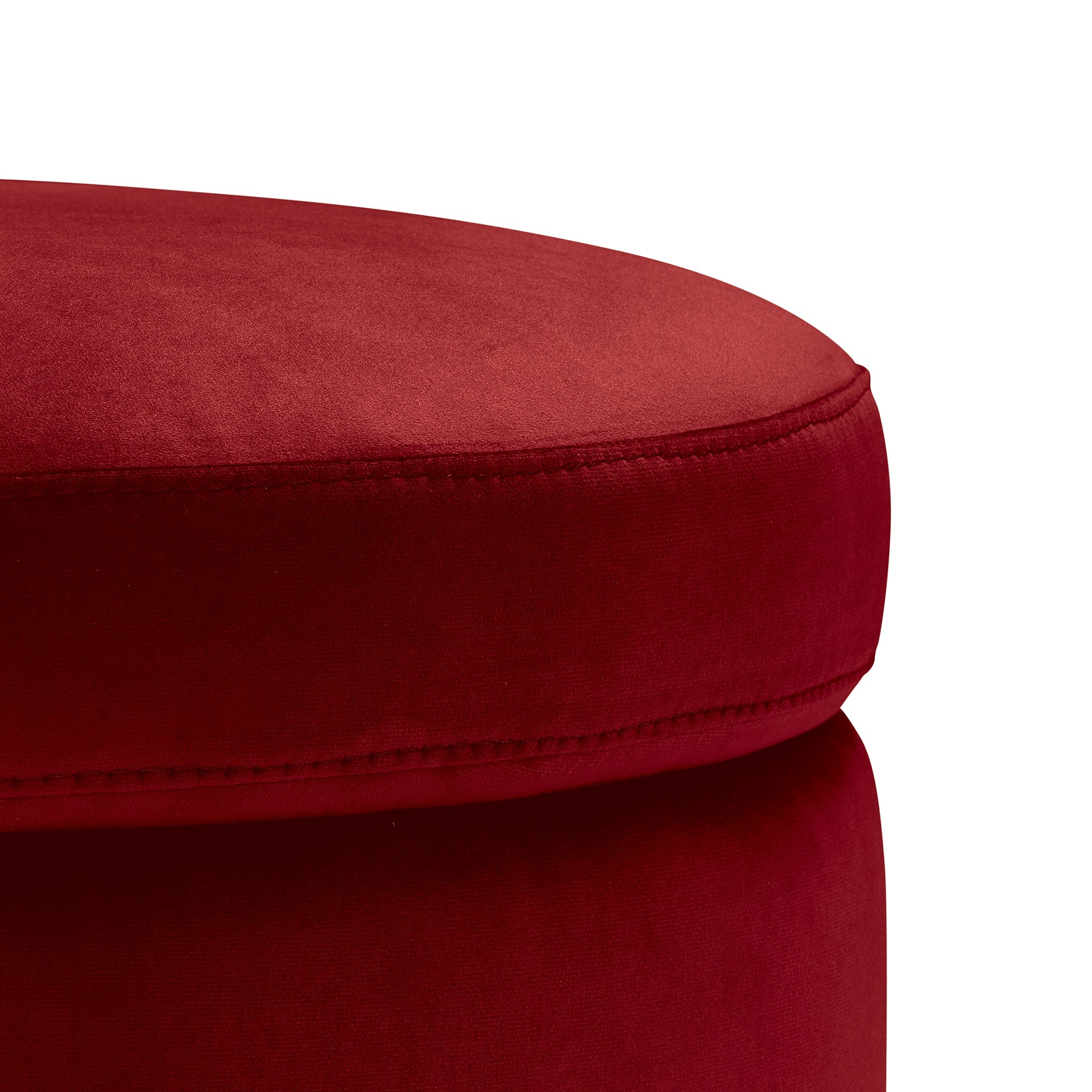 Pouf rangement rond Made in Italy en velours bordeaux Paranà