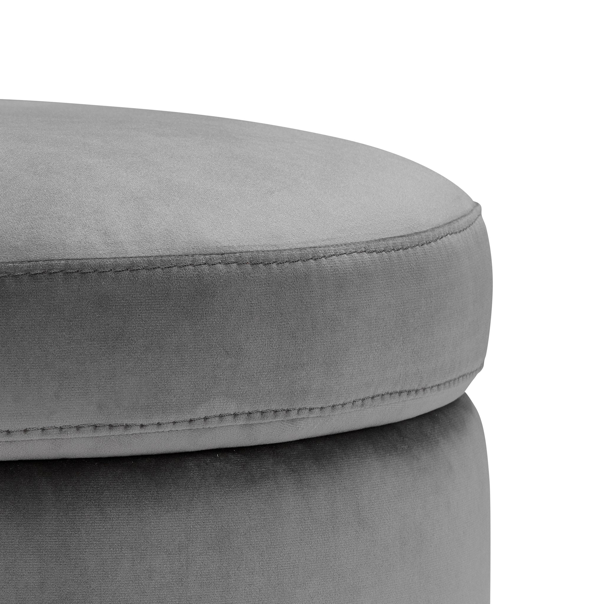 Pouf rangement rond Made in Italy en velours gris Paranà