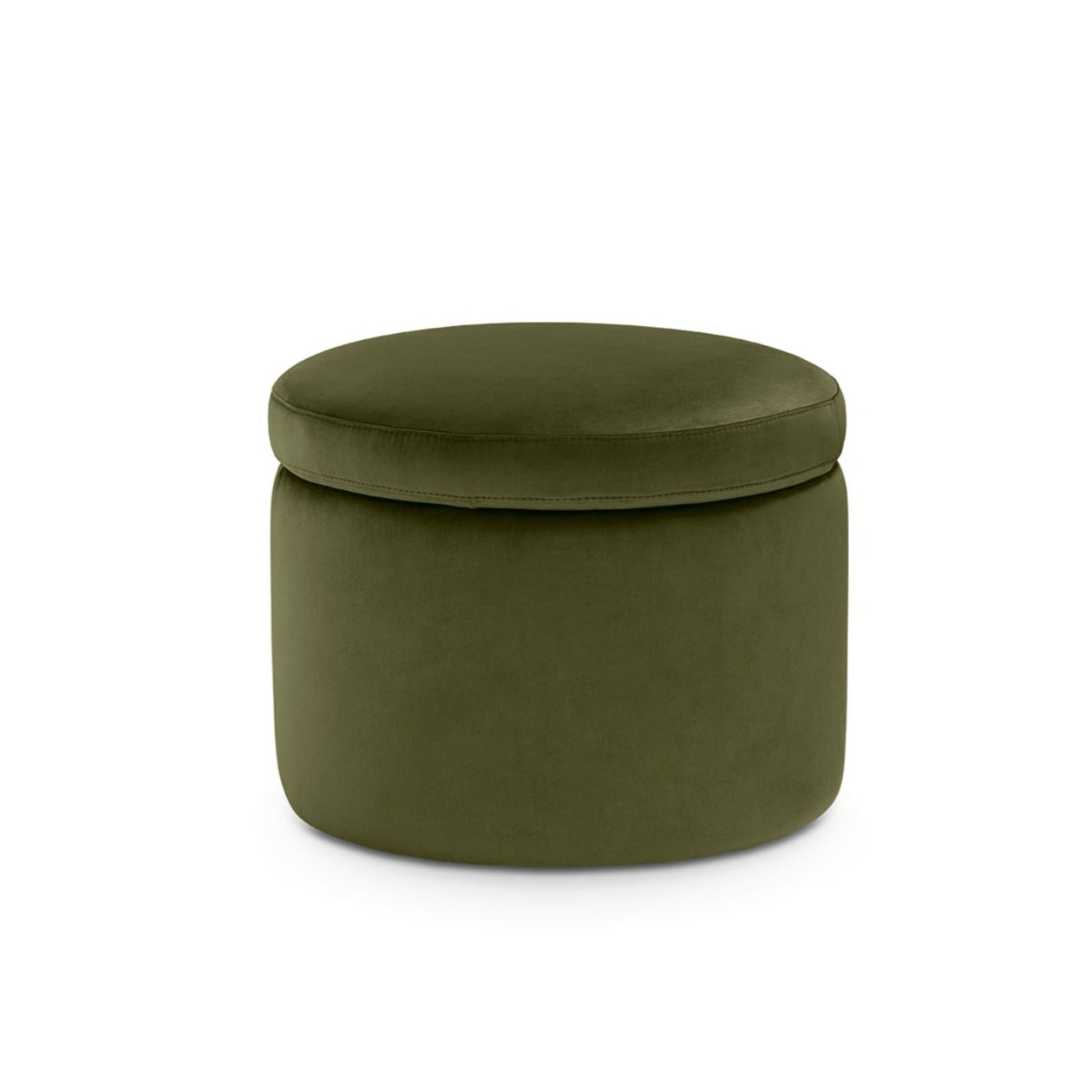 Pouf rangement rond Made in Italy en velours vert Paranà