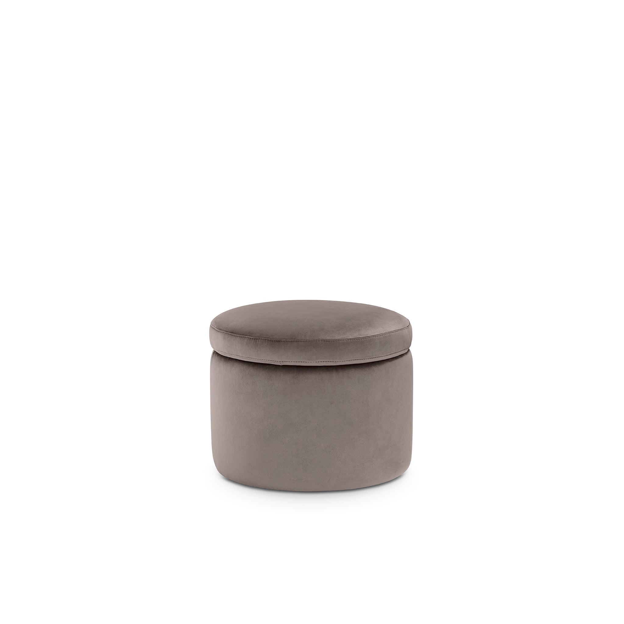 Pouf rangement rond Made in Italy en velours gris tourterelle - Paranà